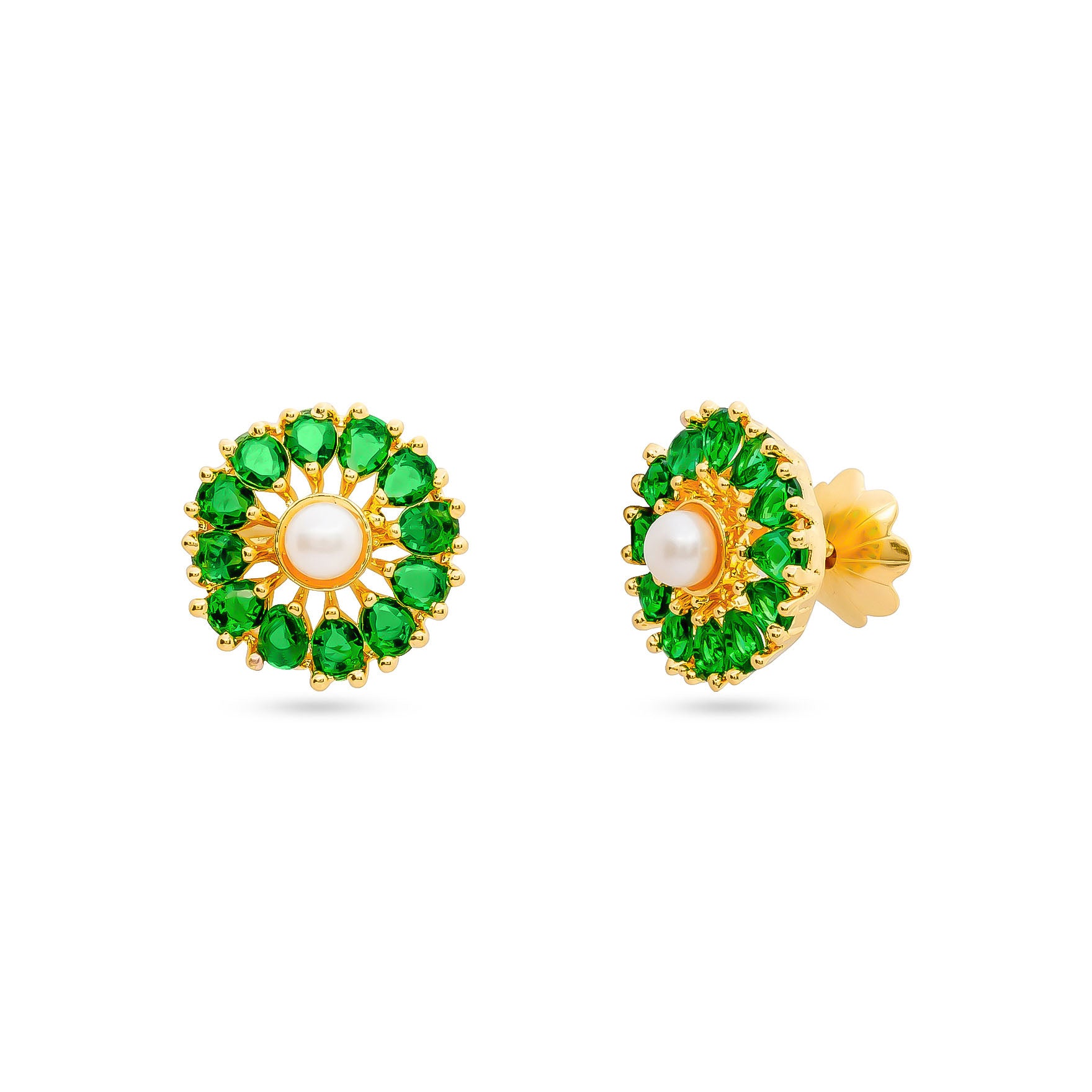 Buy Pure Gold Plated Earrings With Ad Stone | Parakkat Jewels .