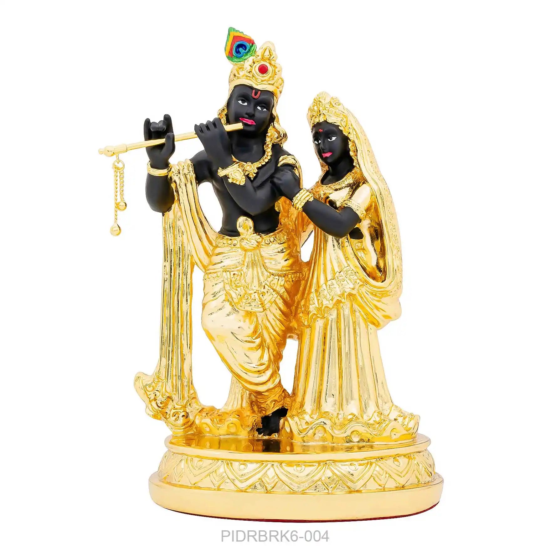 Radha Krishna Idol – Gold Layered Figurine with Flute – Hindu Spiritual Statue – Pooja & Home Décor | PIDRBRK6-004