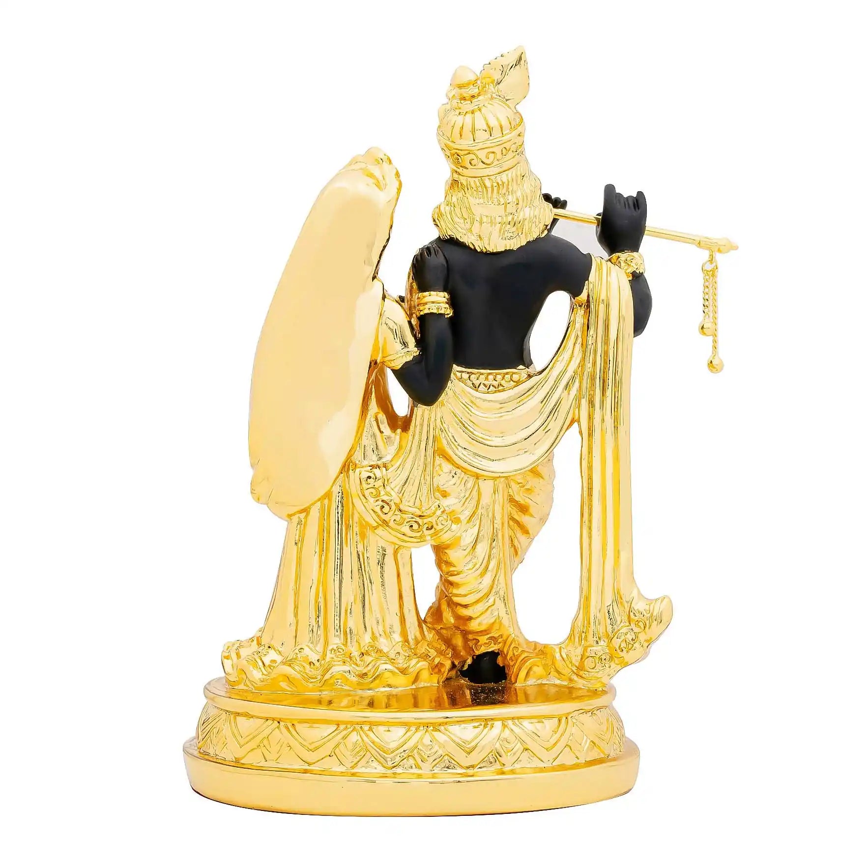 Radha Krishna Idol – Gold Layered Figurine with Flute – Hindu Spiritual Statue – Pooja & Home Décor | PIDRBRK6-004
