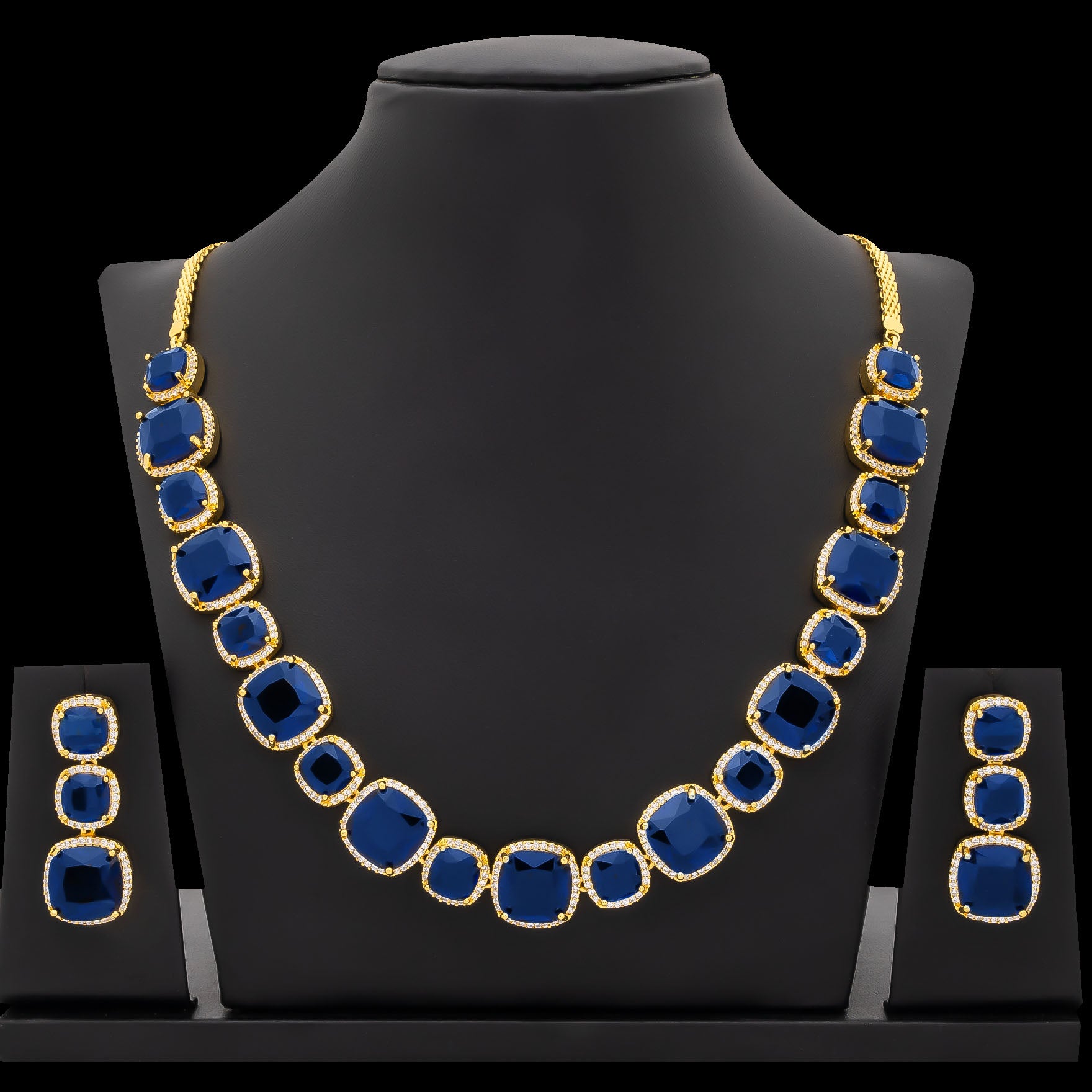 Stone Necklace with Stud PMSNS23WBL-008, PMSHST15WBL-082