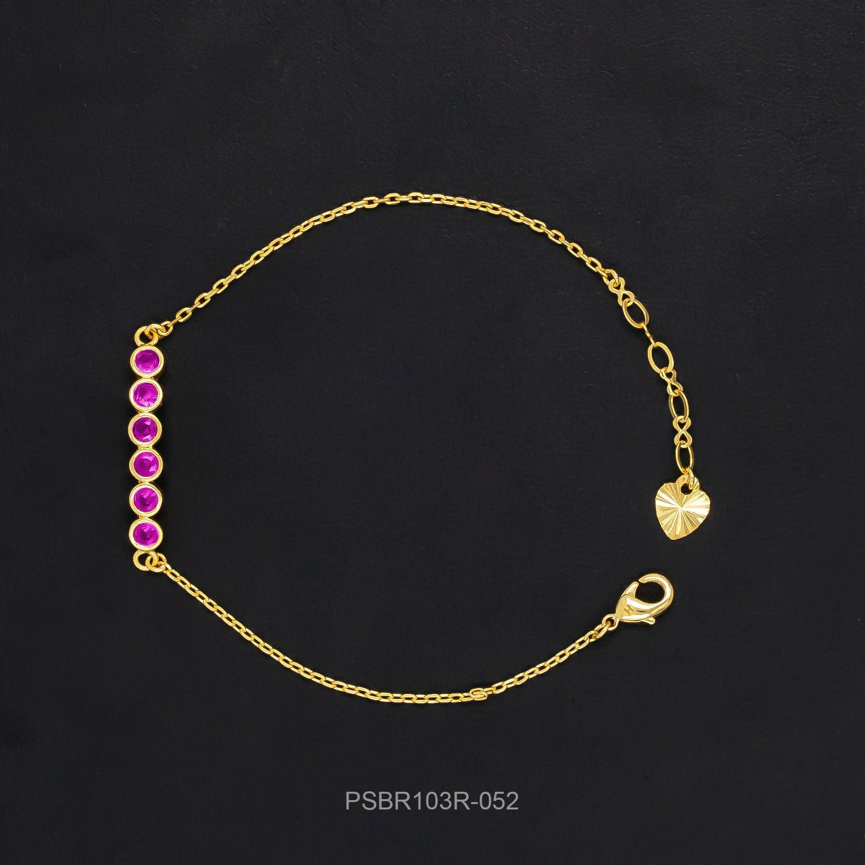 24ct Heavy Gold Layered Stone Bracelet PSBR103R-052