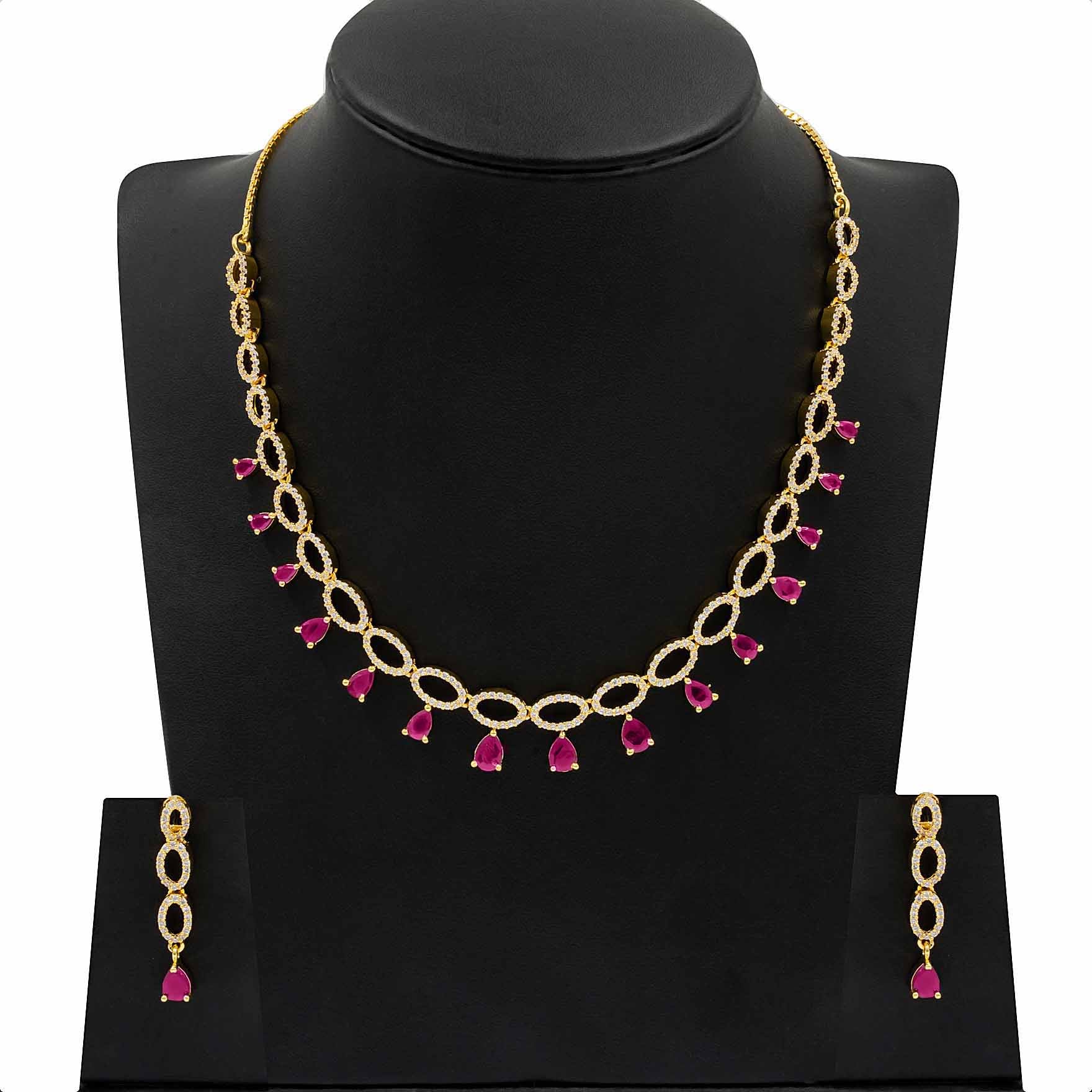 Premium Stone Necklace with Stud PMSNS22WR-007, PMSHST34WR-022
