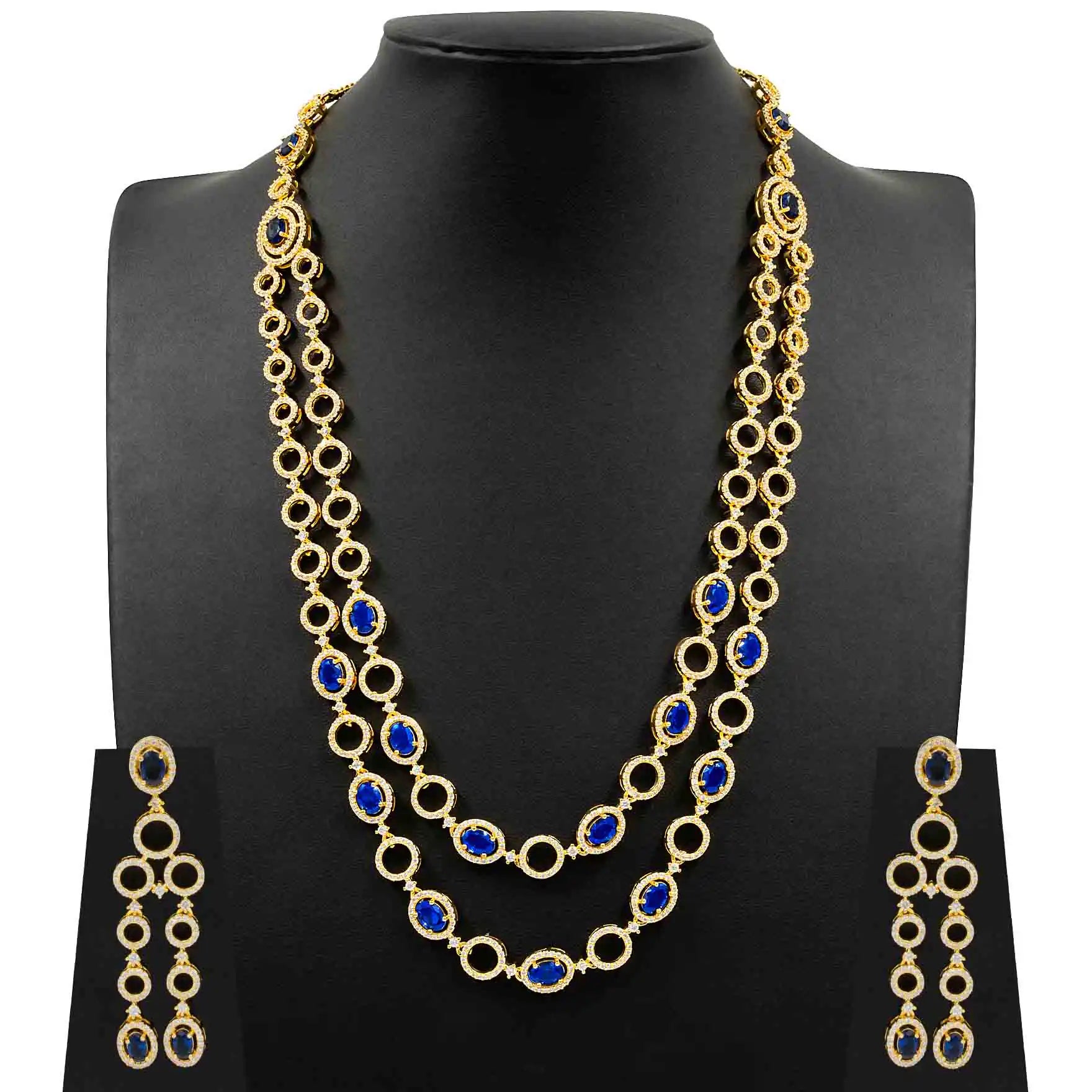 Premium Stone Necklace with Stud PMSNM4WBL-0041, PMSHST10WBL-003