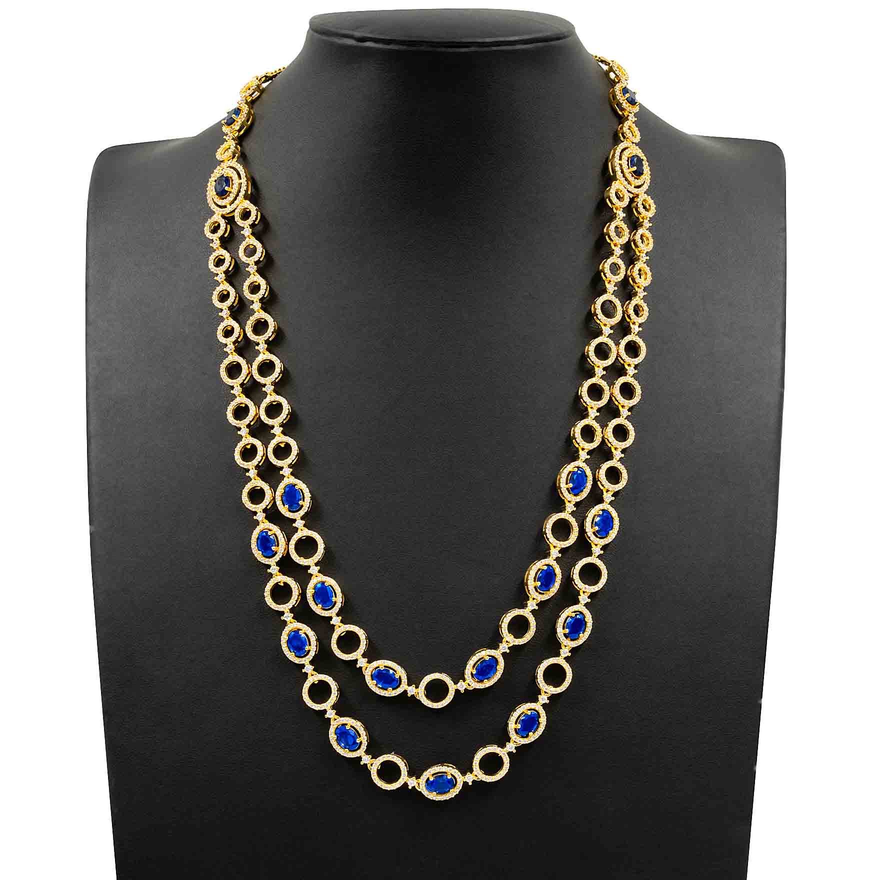 Premium Stone Necklace with Stud PMSNM4WBL-0041, PMSHST10WBL-003
