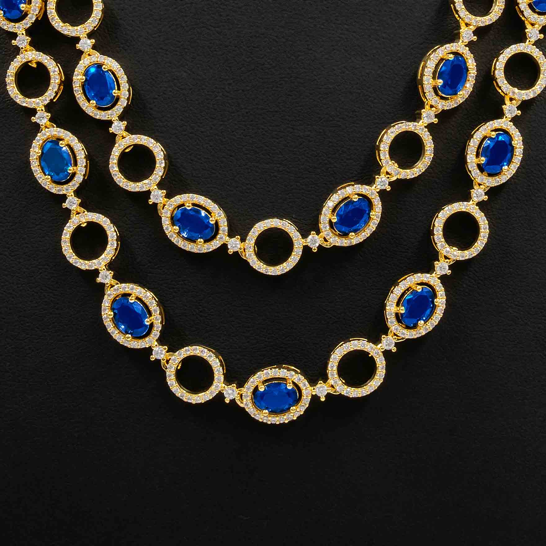 Premium Stone Necklace with Stud PMSNM4WBL-0041, PMSHST10WBL-003