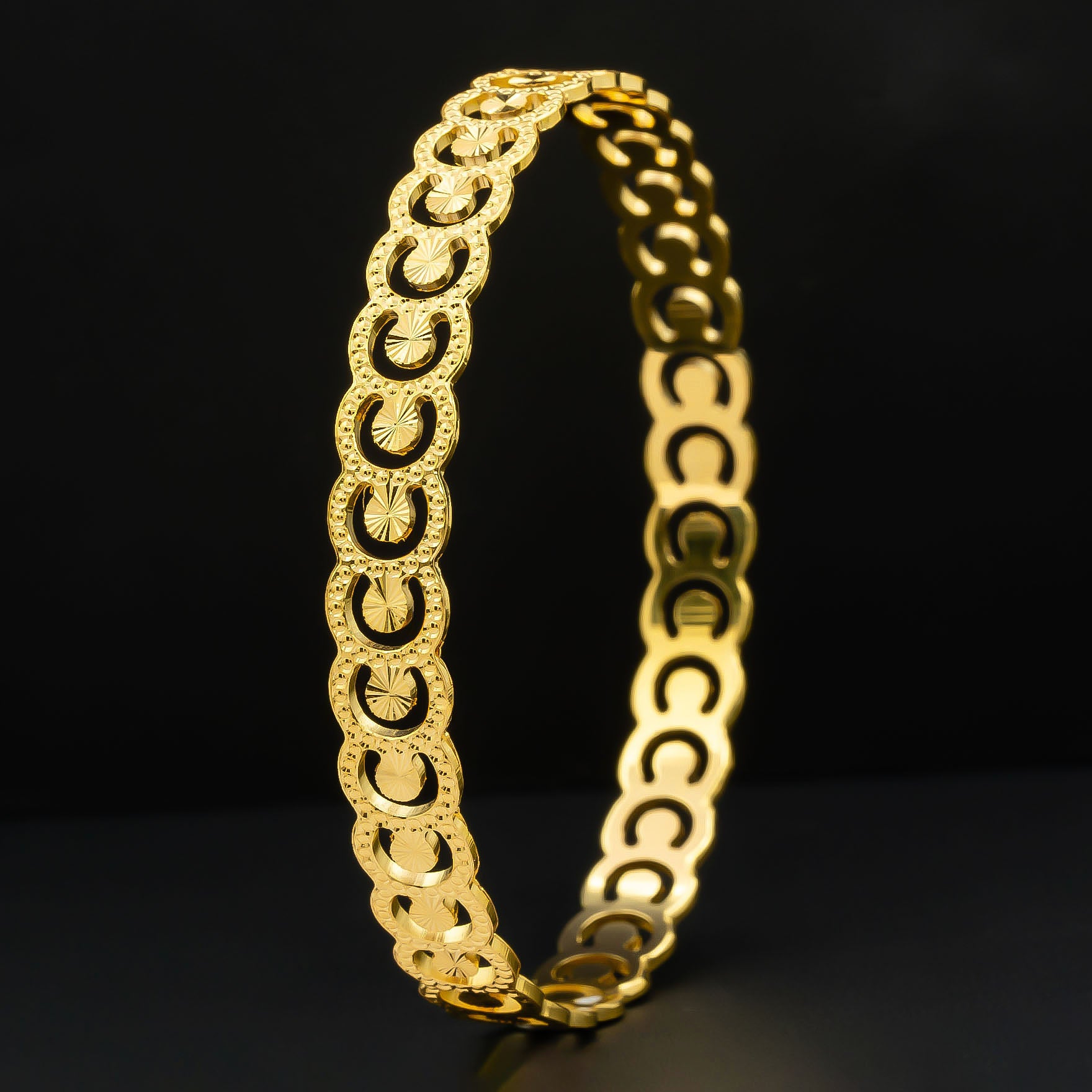 4CT HEAVY Gold Layered BOHO STYLE BANGLE PGB90-571