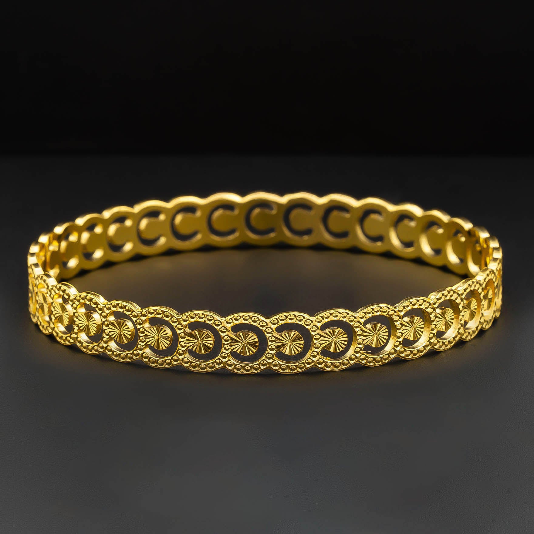 4CT HEAVY Gold Layered BOHO STYLE BANGLE PGB90-571
