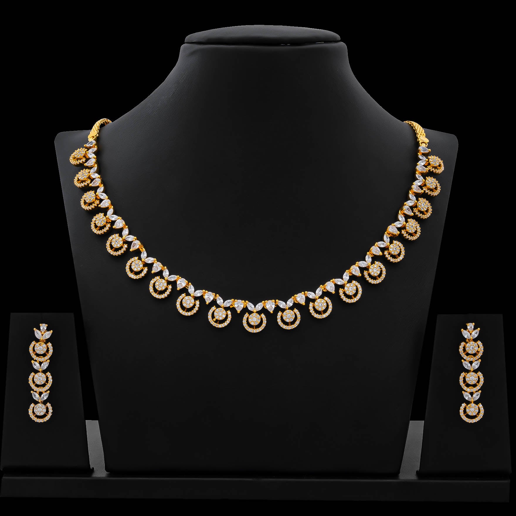 PREMIUM STONE NECKLACE WITH STUDS PMSNS63W-007, PMSHST110W-082