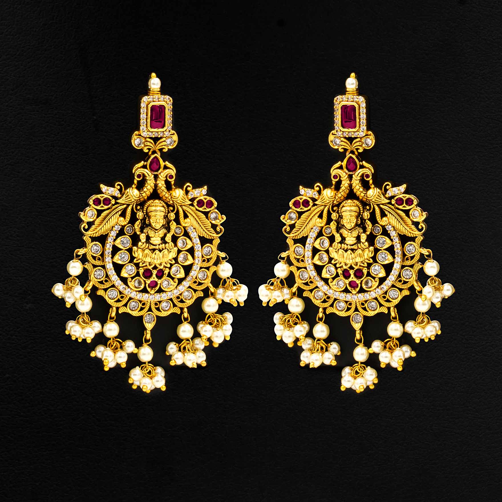 Sreshta Haram Gheru Necklace with Earrings PSGRNLSR1WR-0672, PSGRHSTSR1WR-054