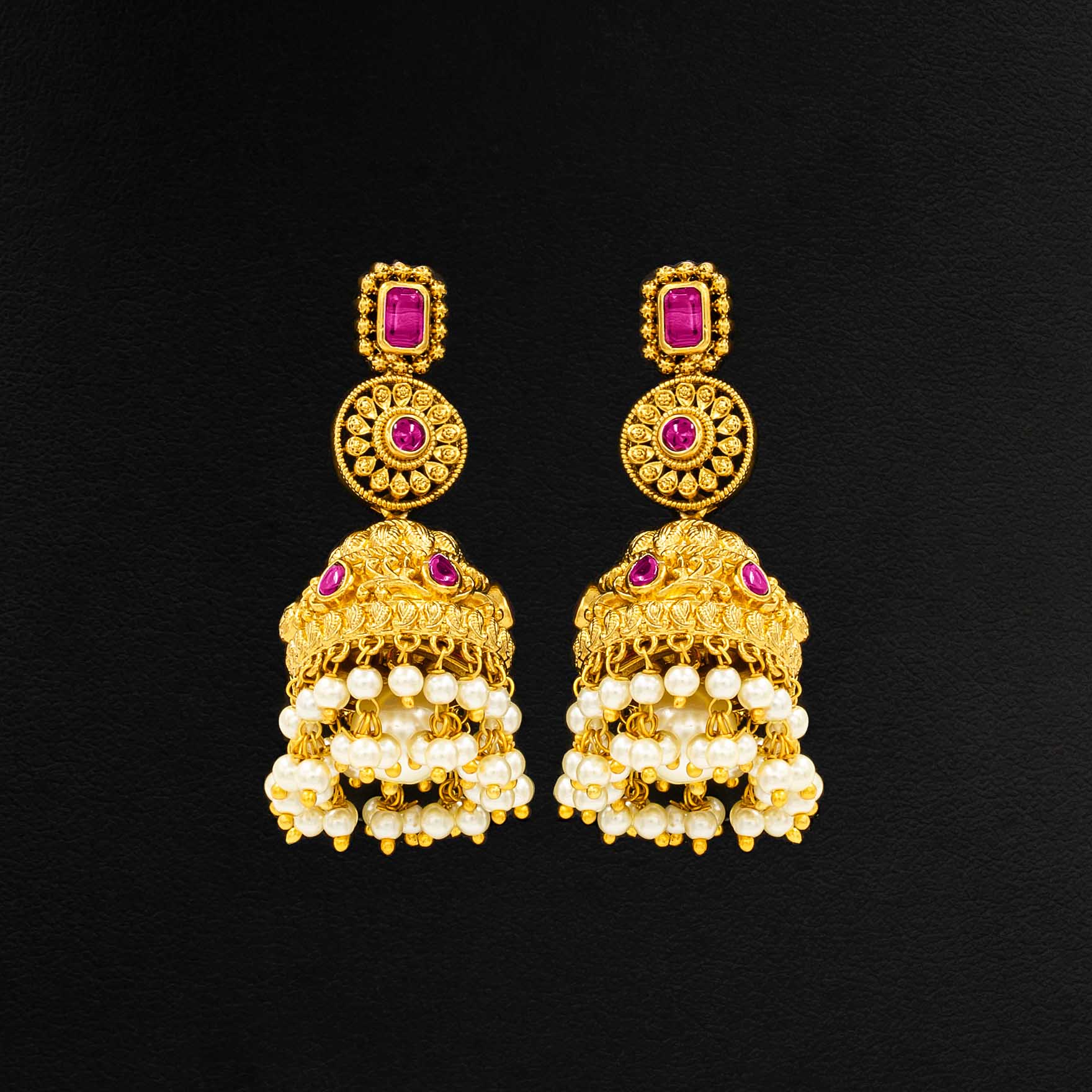Sreshta Collection Gheru Necklace with Earring PSGRJSTSR19R-034, PSGRNSSR1R-0371