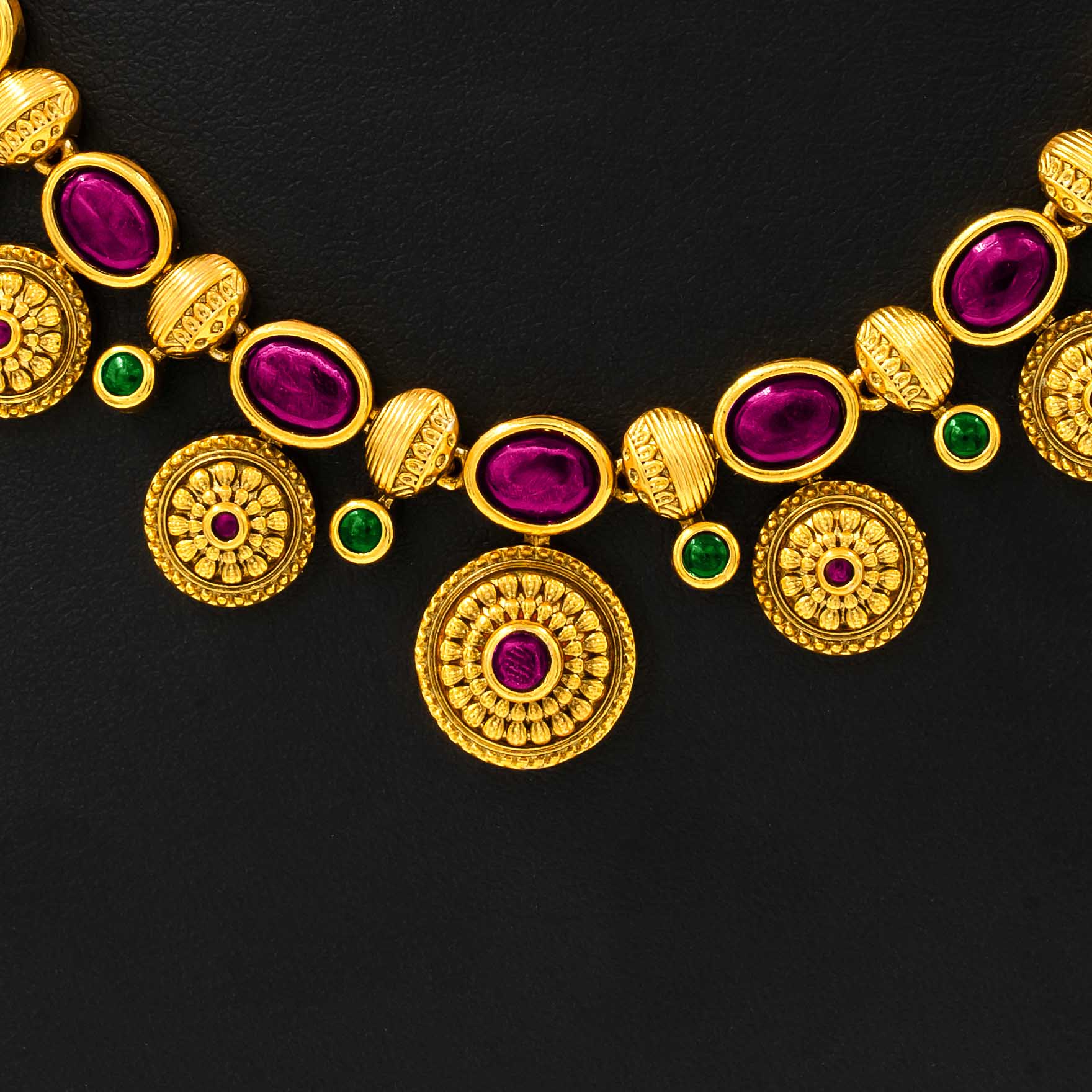 Sreshta Collection Gheru Necklace with Earrings PSGRNSSR16RG-038, PSGRHSTSR25RG-061