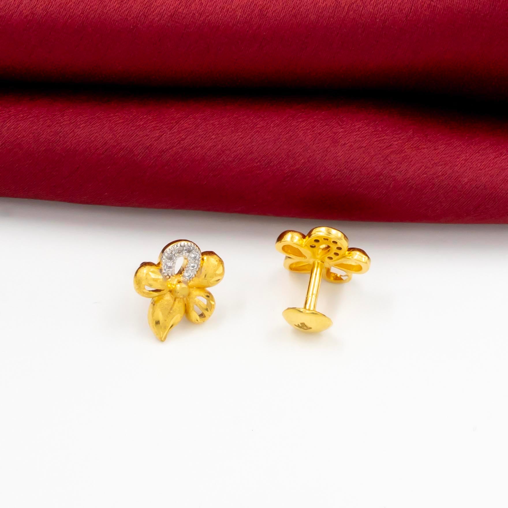 Shop Premium Gold Layered Stone Earrings Online | Parakkat Jewels