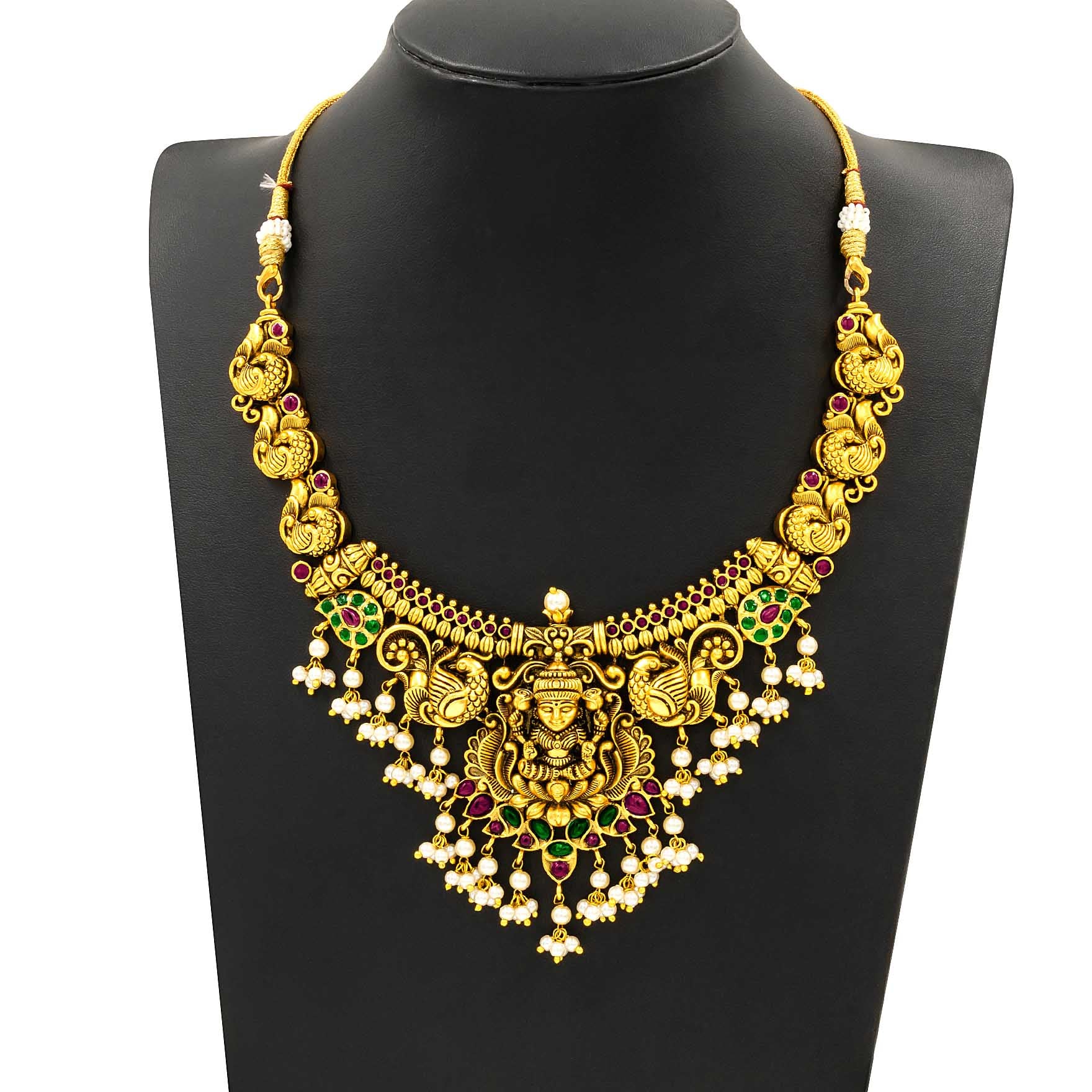 Sreshta Collection Gheru Necklace with Earrings PSGRNSSR20WRG-0311, PSGRHSTSR2WR-083