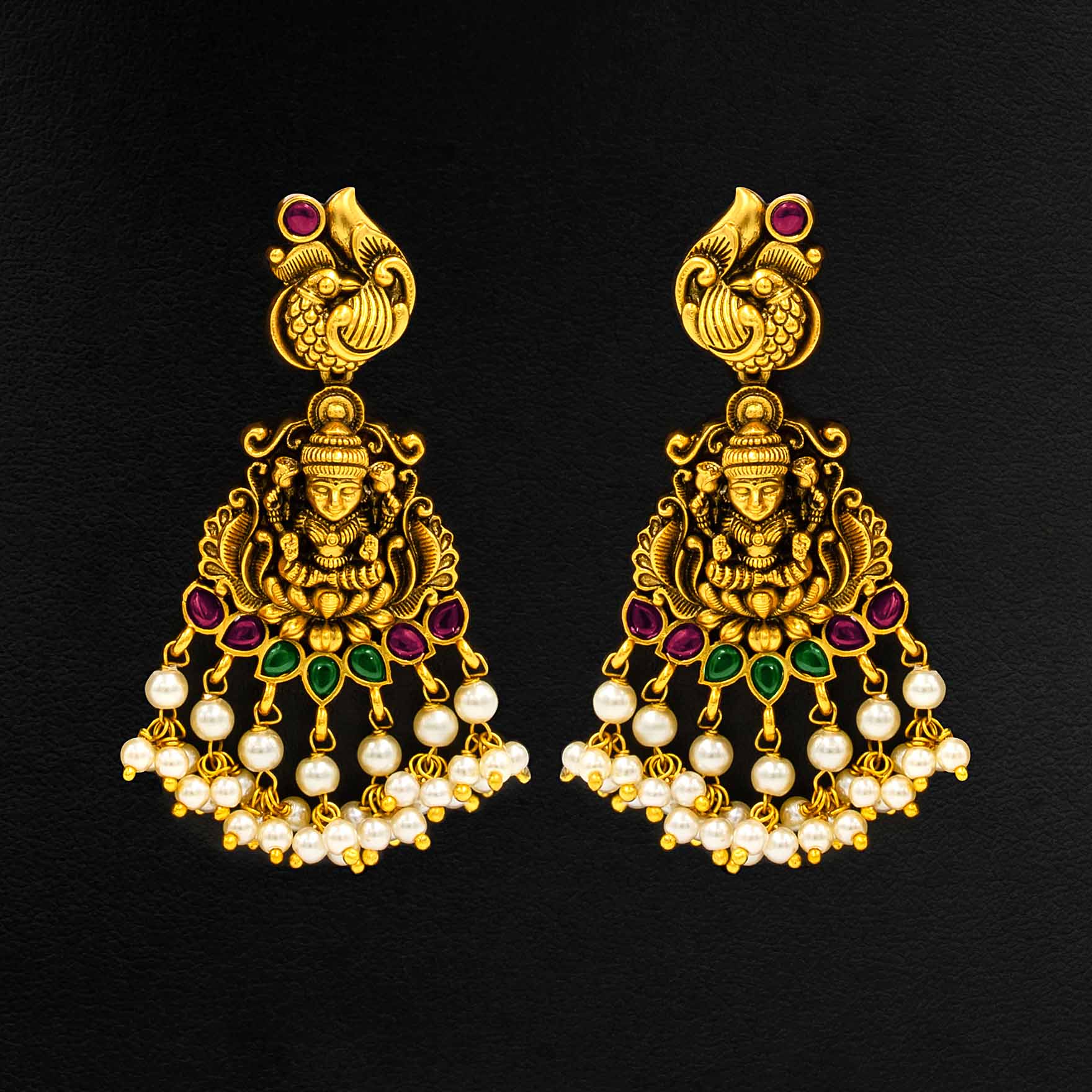 Sreshta Collection Gheru Necklace with Earrings PSGRNSSR20WRG-0311, PSGRHSTSR2WR-083