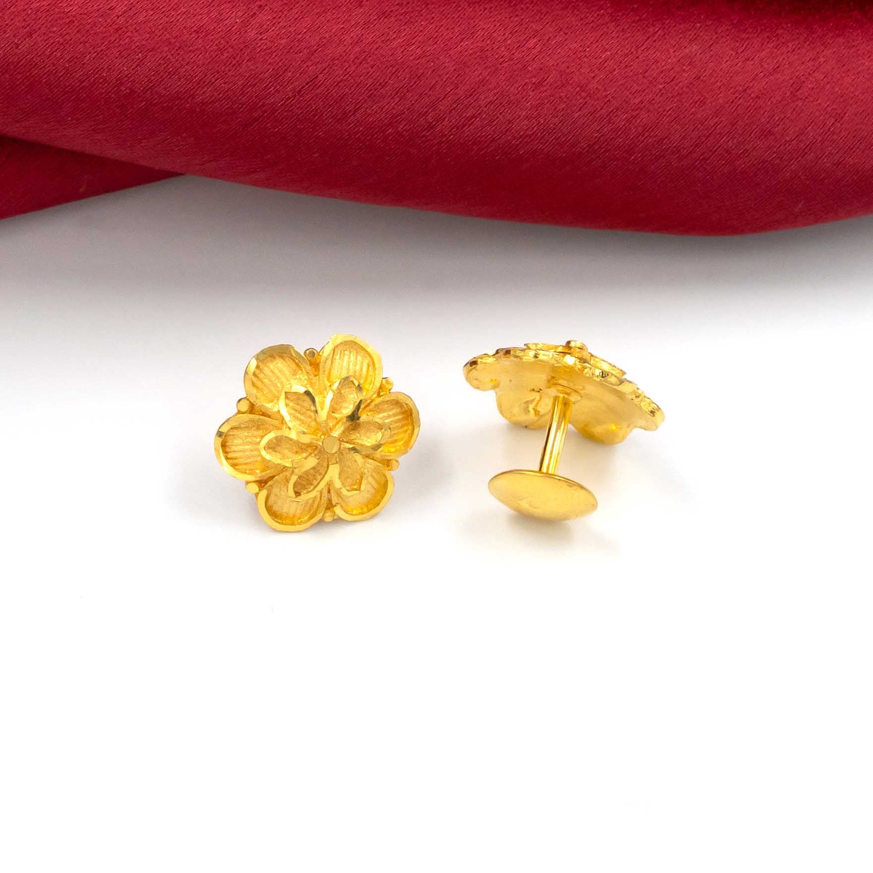 Small Flower Shape Gold Layered Studs Jewellery | Parakkat Jewels