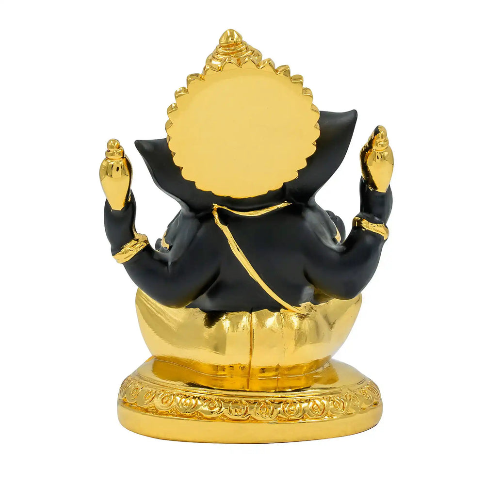 Ganesha Black Crown Lotus Resin Idol