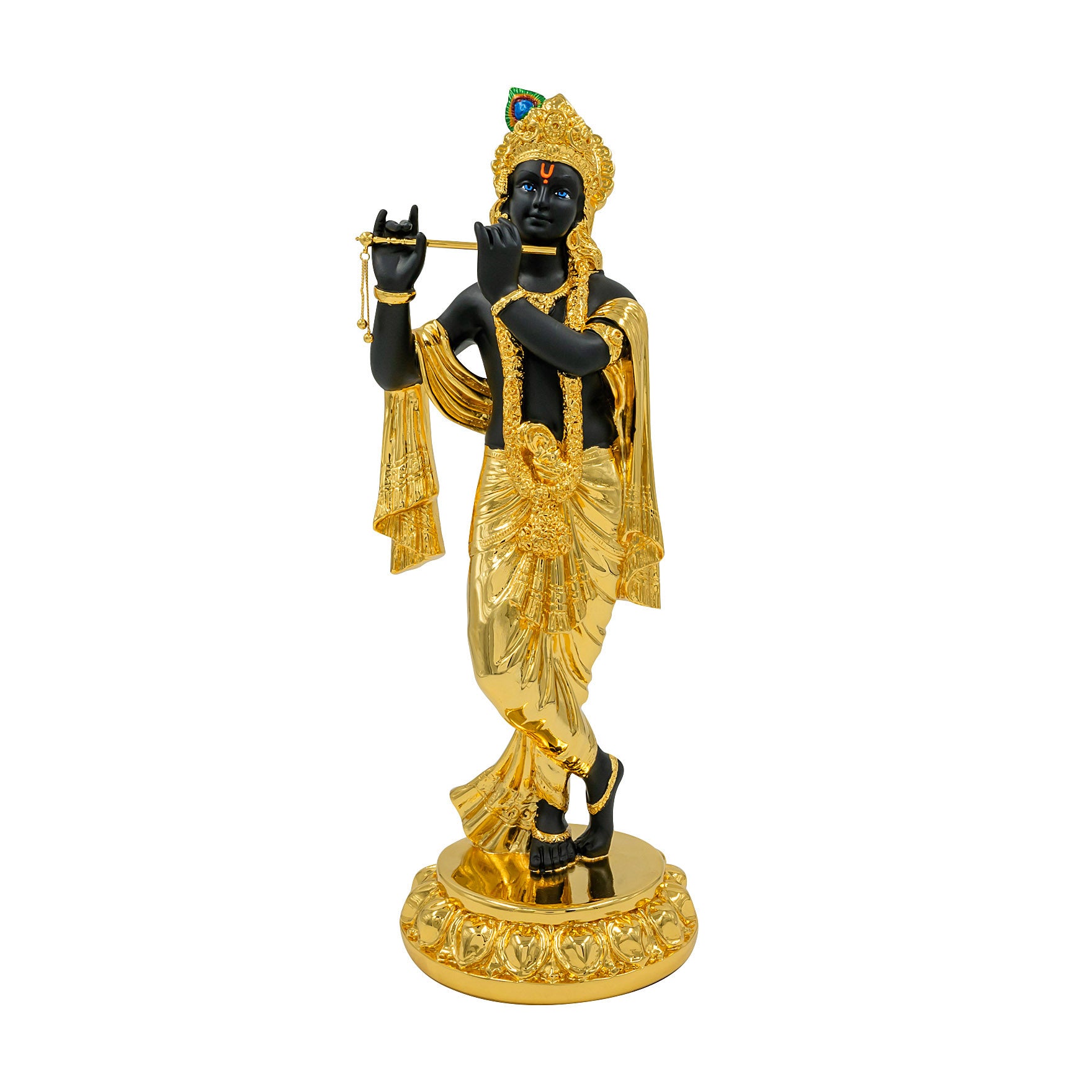 Lord Krishna Idol – Traditional Hindu Deity Sculpture – Krishna (Flute Playing Pose) Mandir Decor – Home & Puja Gift | PIDRBKR7 0062
