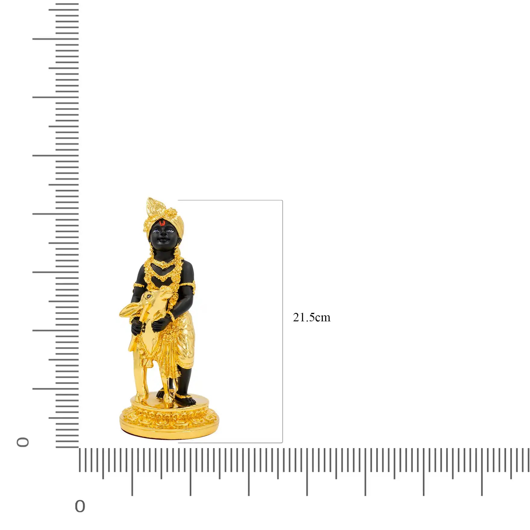 Lord Krishna Idol – Gold Plated Figurine with Cow – Gopala Murti (Hindu Spiritual Statue) – Pooja & Home Décor | PIDRBKR6-009