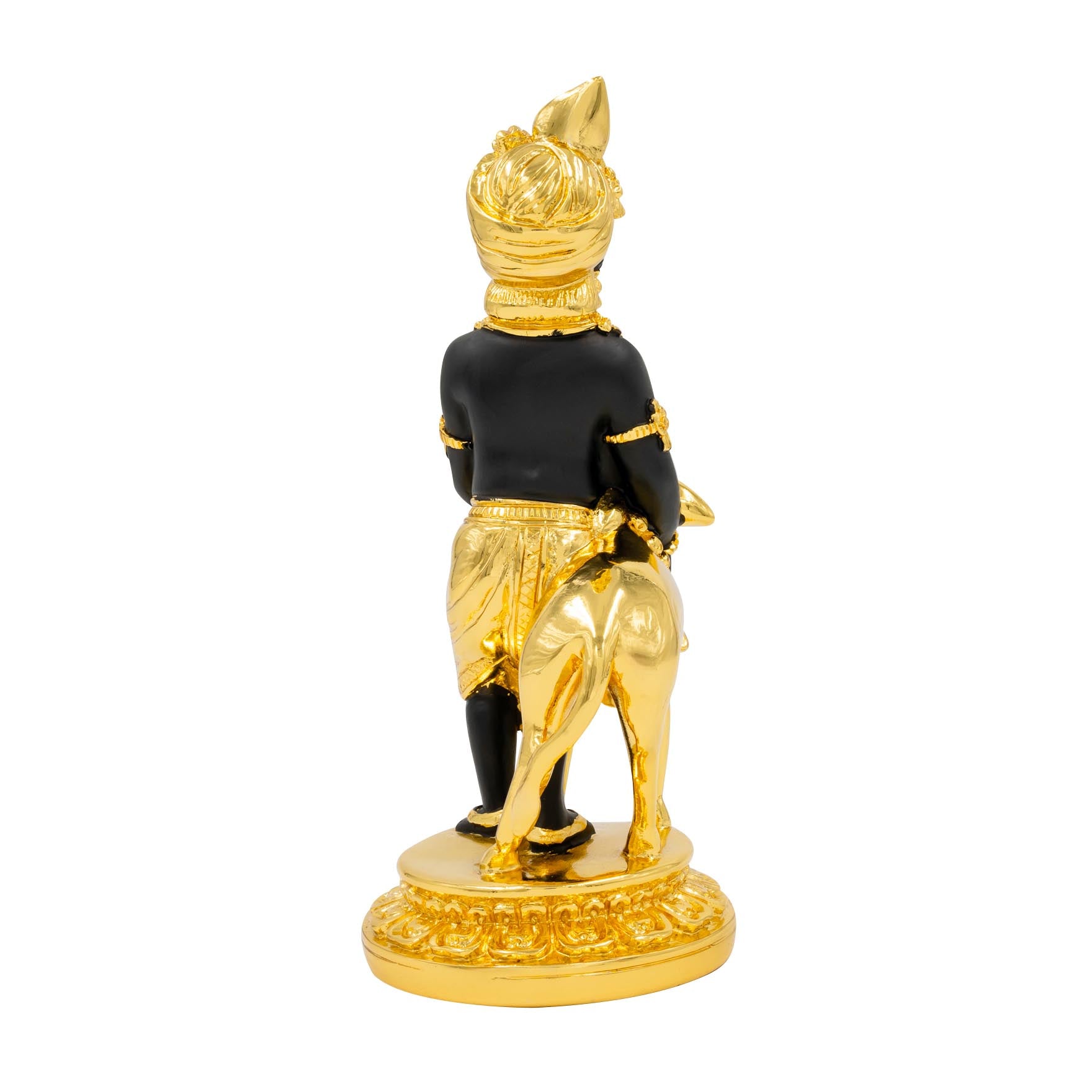 Lord Krishna Idol – Gold Plated Figurine with Cow – Gopala Murti (Hindu Spiritual Statue) – Pooja & Home Décor | PIDRBKR6-009