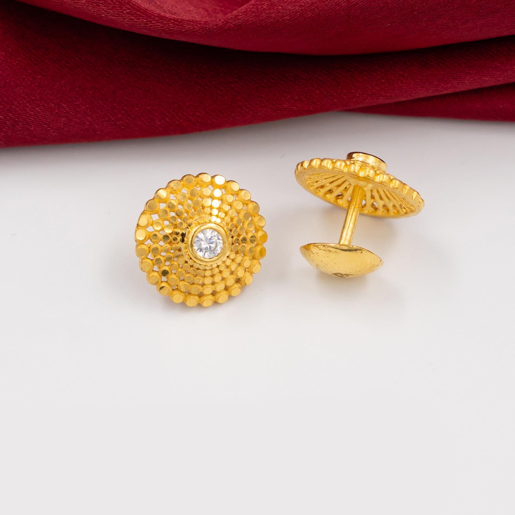 Buy Small Gold Layered Earrings Stud Designs Online | Parakkat Jewels