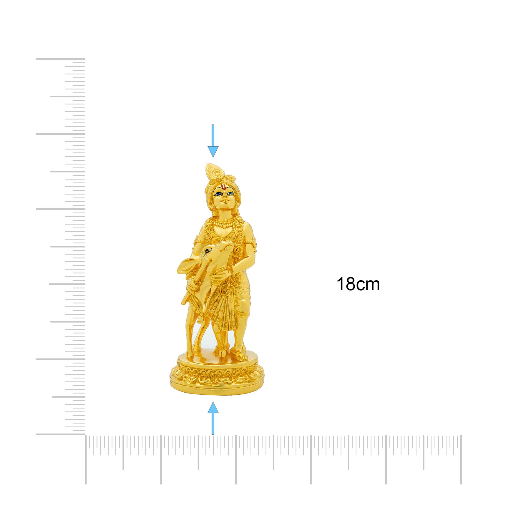 Lord Krishna Idol – Gold Layered Figurine with Cow – Gopala Murti (Hindu Spiritual Statue) – Pooja & Home Décor | PIDRGKR15-007