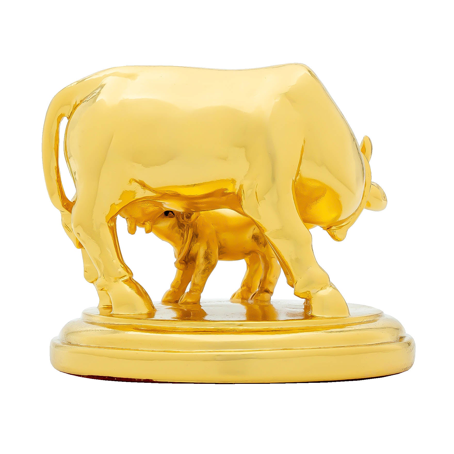 Kamadhenu Cow with Calf Figurine – Gold Layered Showpiece – Vastu & Home Décor | PIDRGCCI-005