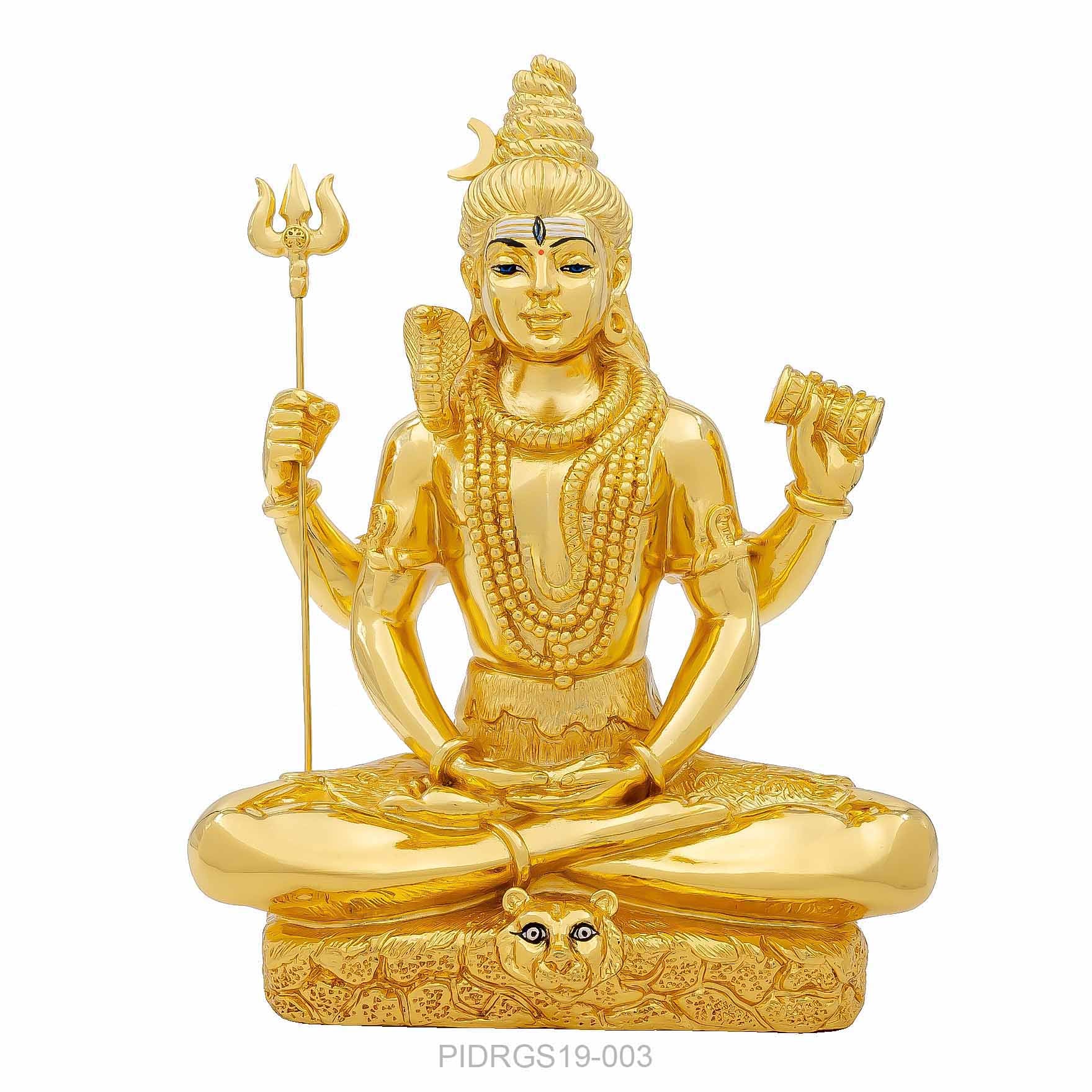 Lord Shiva Idol – Gold Layered Figurine – Mahadev Murti (Hindu Spiritual Statue) – Pooja & Meditation Décor | PIDRGS19-003