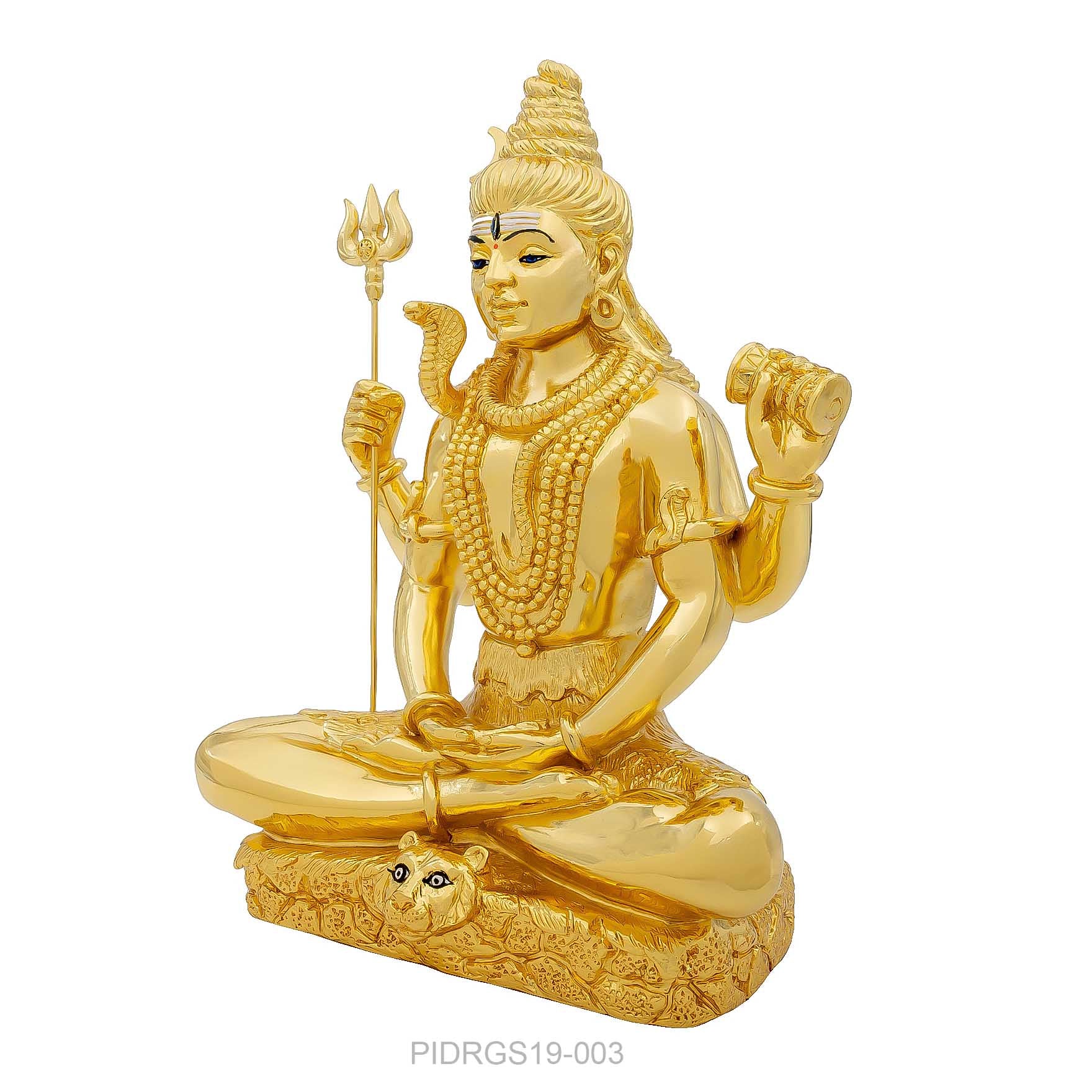 Lord Shiva Idol – Gold Layered Figurine – Mahadev Murti (Hindu Spiritual Statue) – Pooja & Meditation Décor | PIDRGS19-003