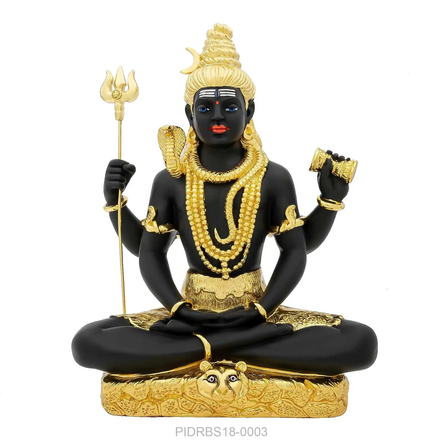 Lord Shiva Idol – Gold Layered Figurine – Mahadev Murti (Hindu Spiritual Statue) – Pooja & Meditation Décor | PIDRBS18-0003