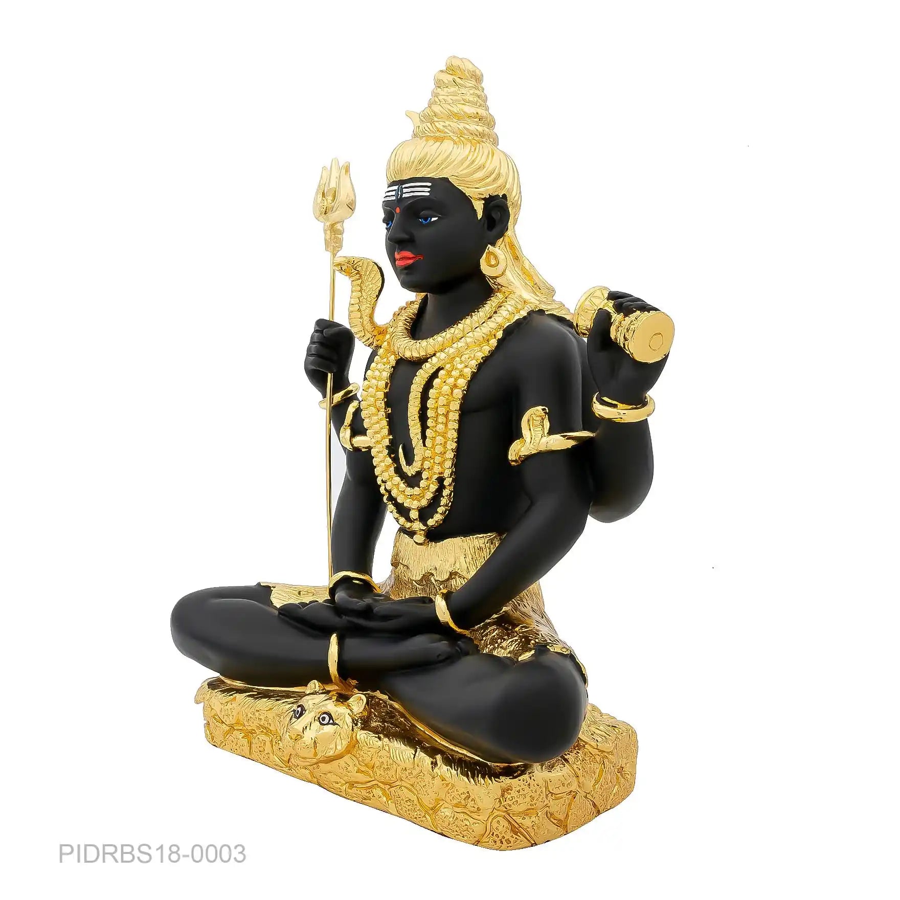 Lord Shiva Idol – Gold Layered Figurine – Mahadev Murti (Hindu Spiritual Statue) – Pooja & Meditation Décor | PIDRBS18-0003