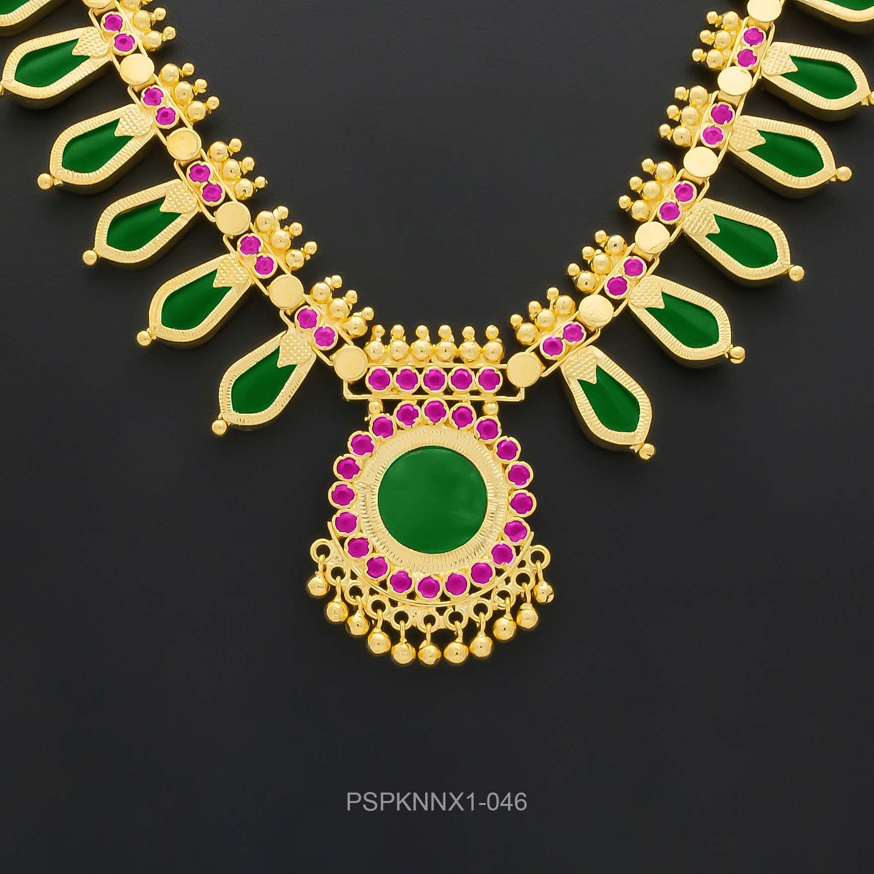 Palakka Nagapadam Green Stone Necklace PSPKNNG5-0631