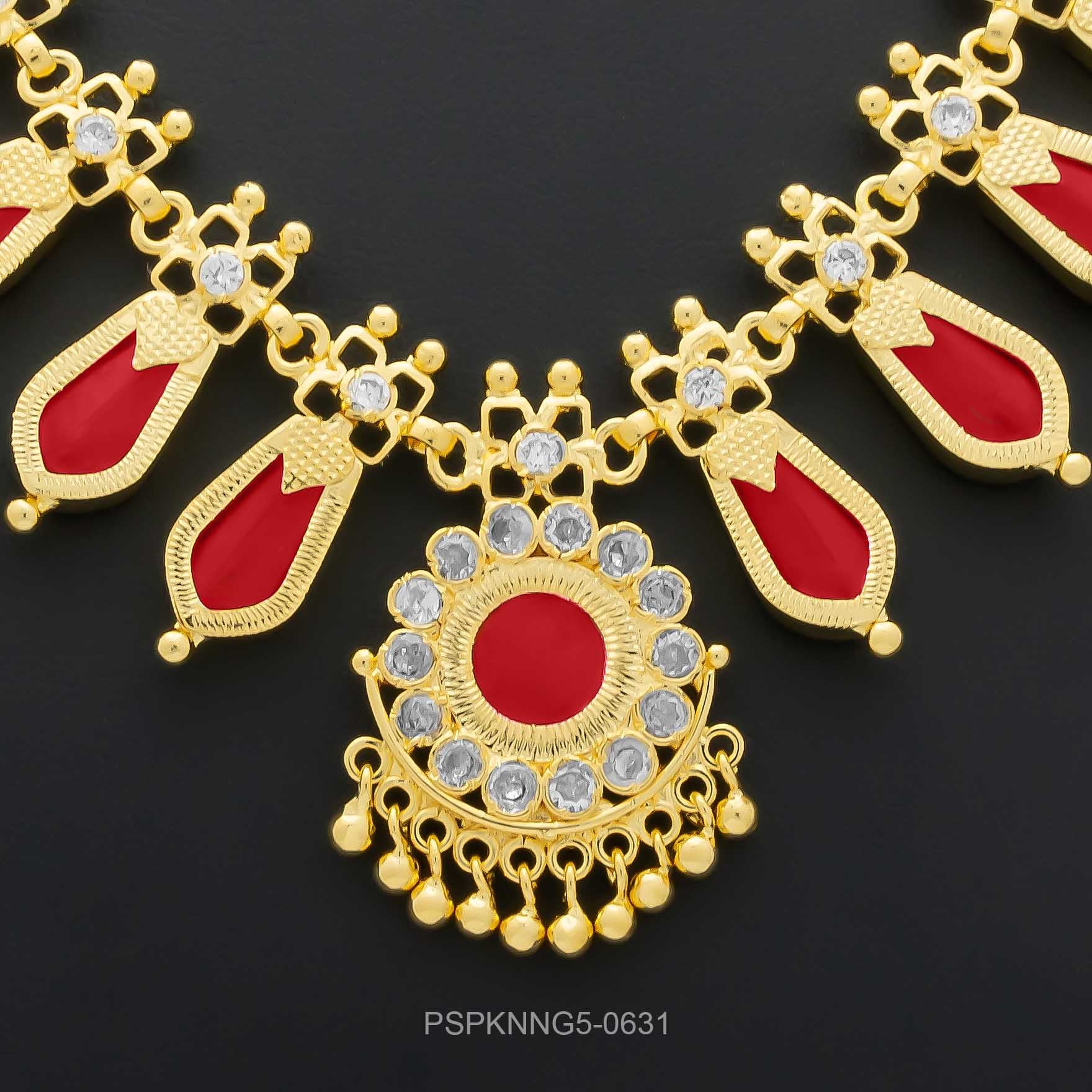 Palakka Nagapadam Red Stone Necklace PSPKNNG5-0631