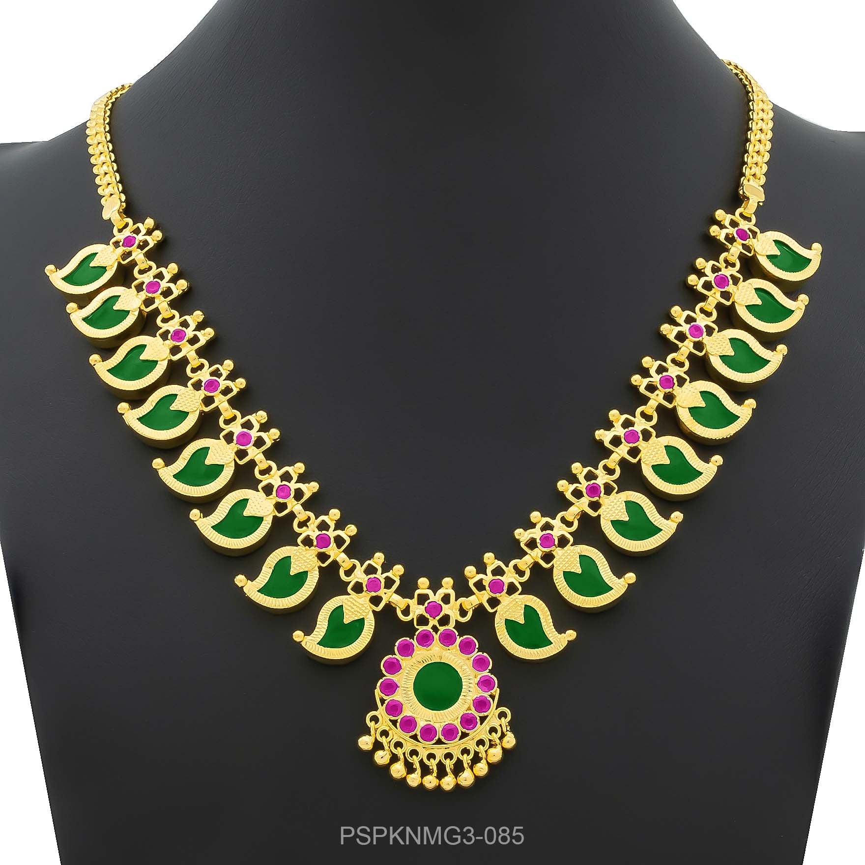 Palakka Mango Green Stone Necklace PSPKNMG3-085