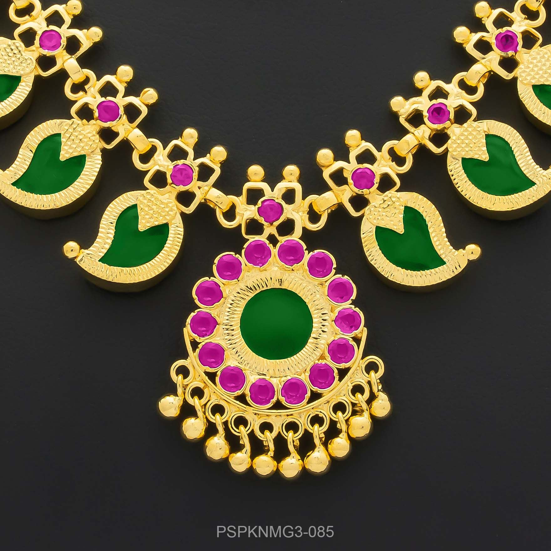 Palakka Mango Green Stone Necklace PSPKNMG3-085