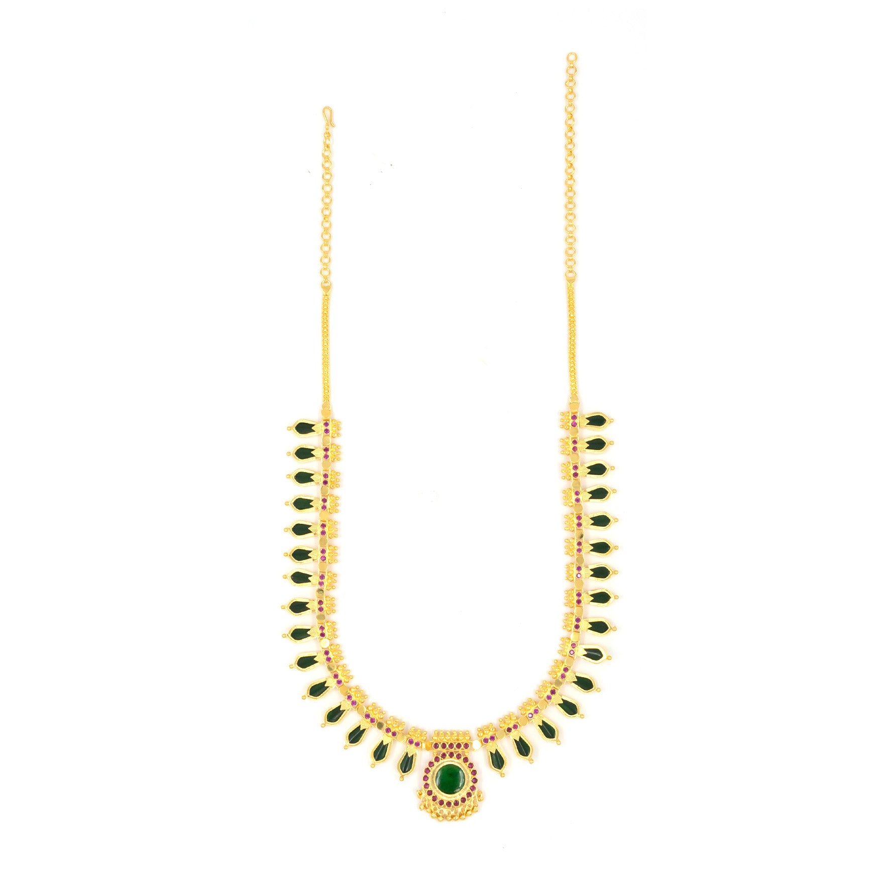 Palakka Nagapadam Green Stone Necklace PSPKNNG5-0631