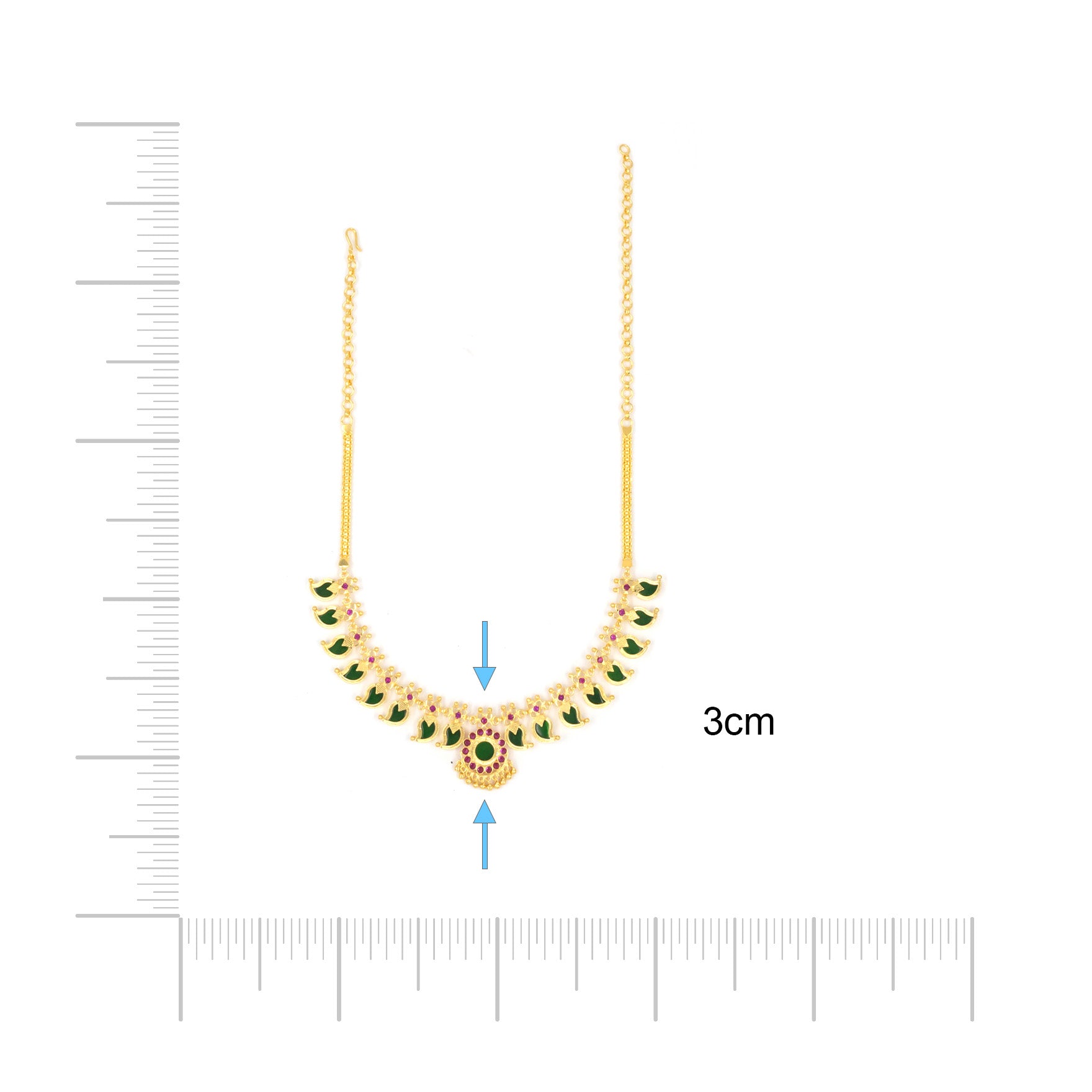 Palakka Mango Green Stone Necklace PSPKNMG3-085