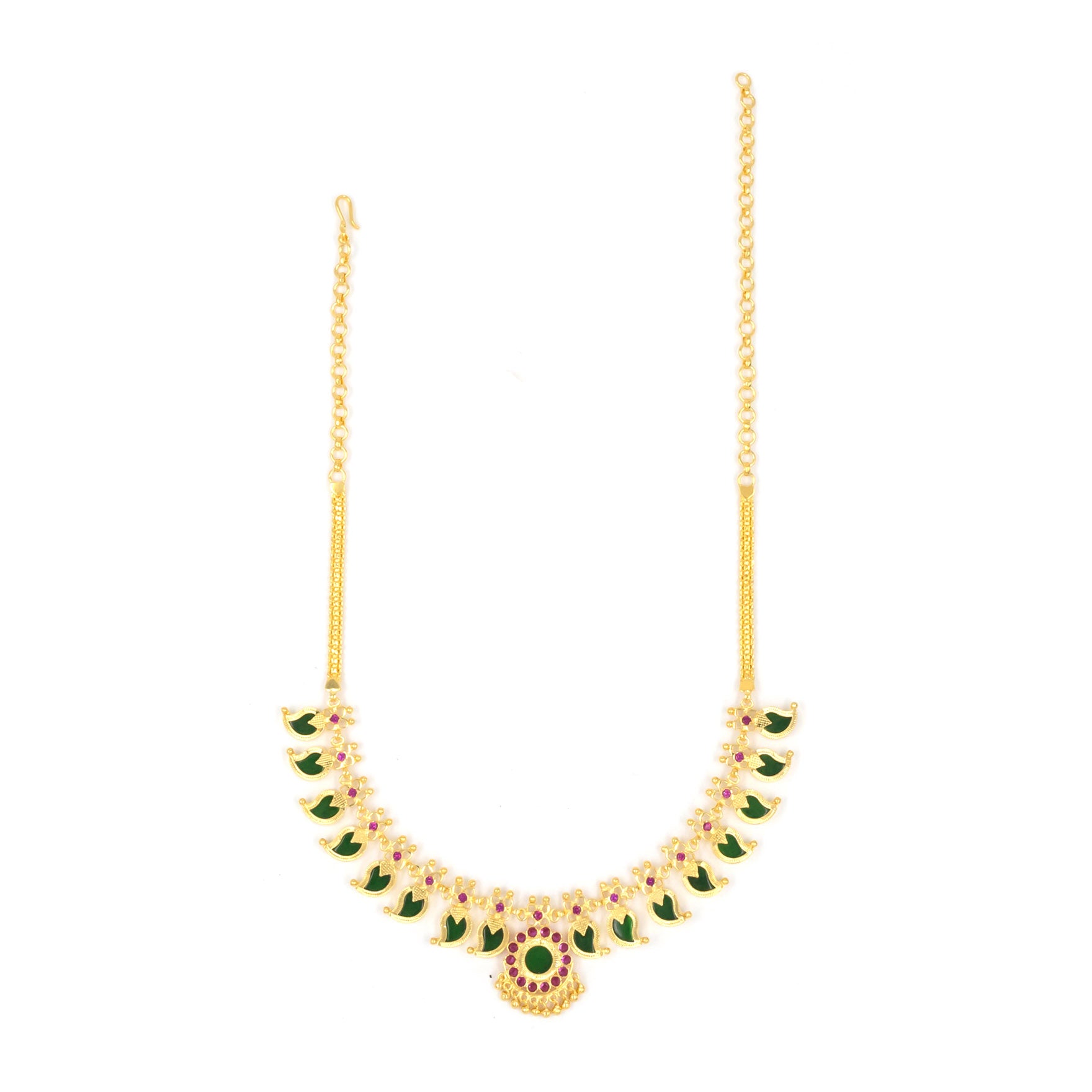 Palakka Mango Green Stone Necklace PSPKNMG3-085