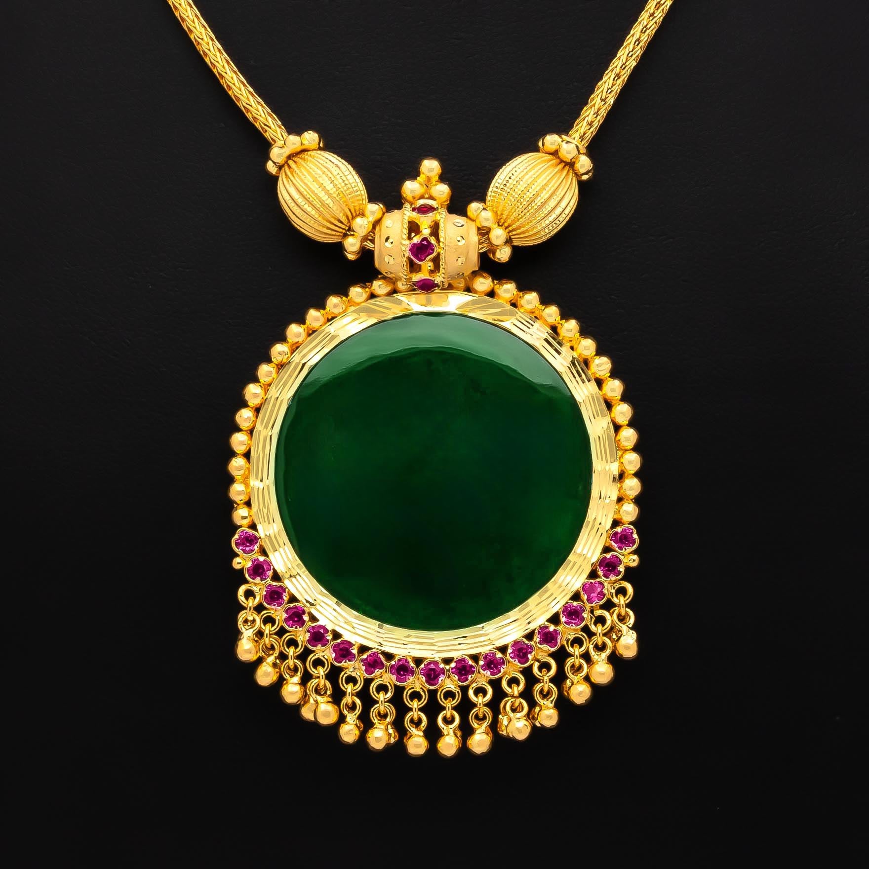 Palakka Mango Green Stone Necklace PSPKNRG81-0311