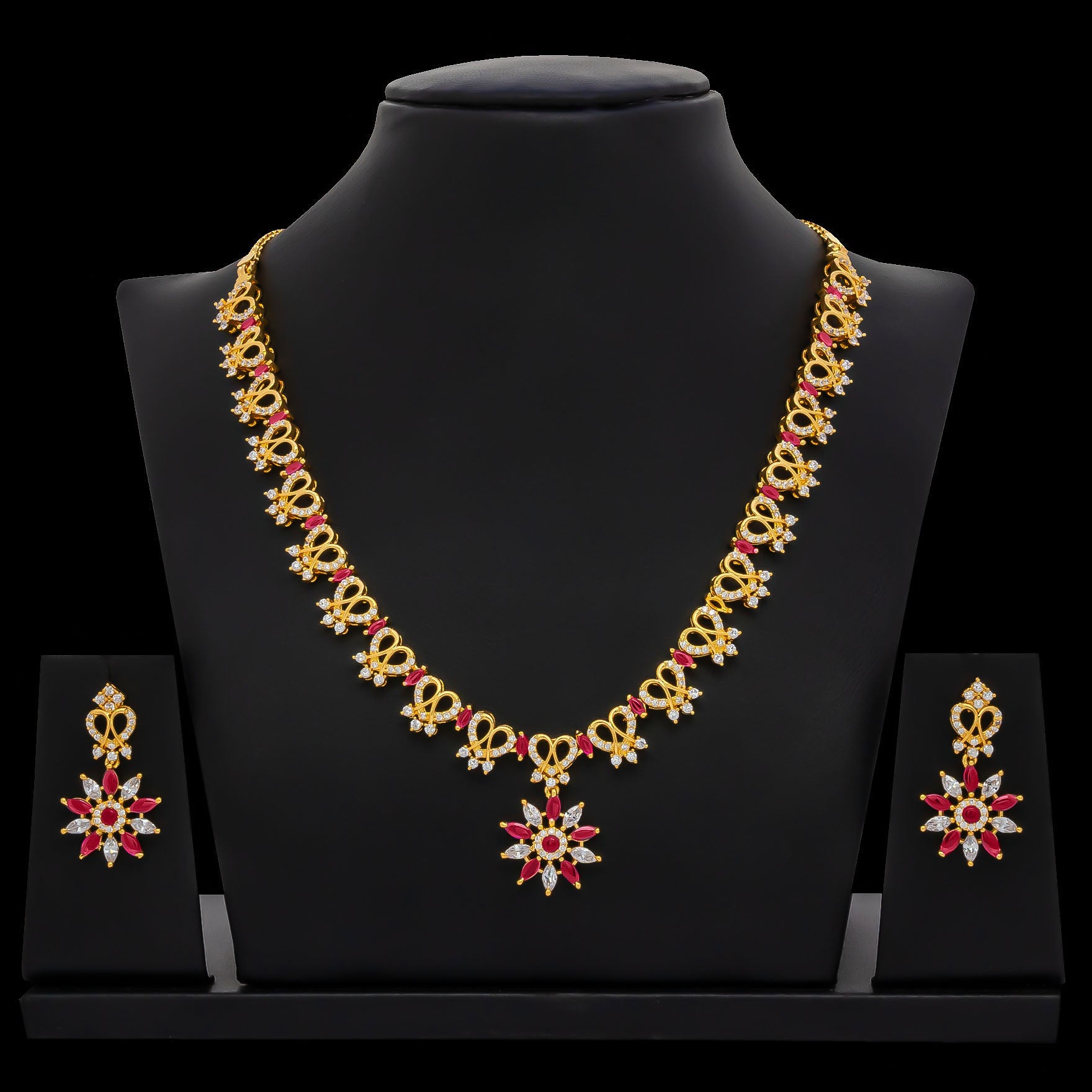 Stone Necklace with Stud PSNS48WR-035, PSHST63WR-061