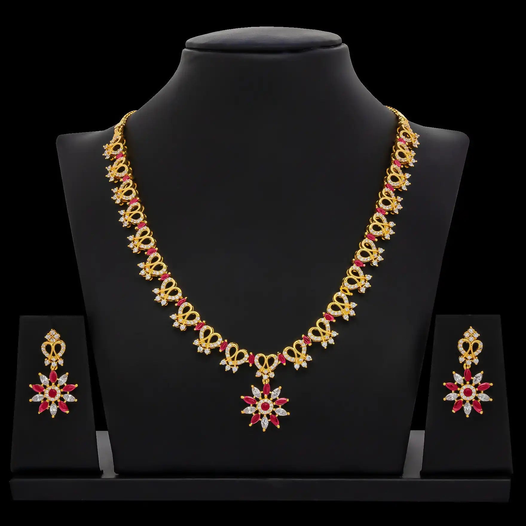 Stone Necklace with Stud PSNS48WR-035, PSHST63WR-061
