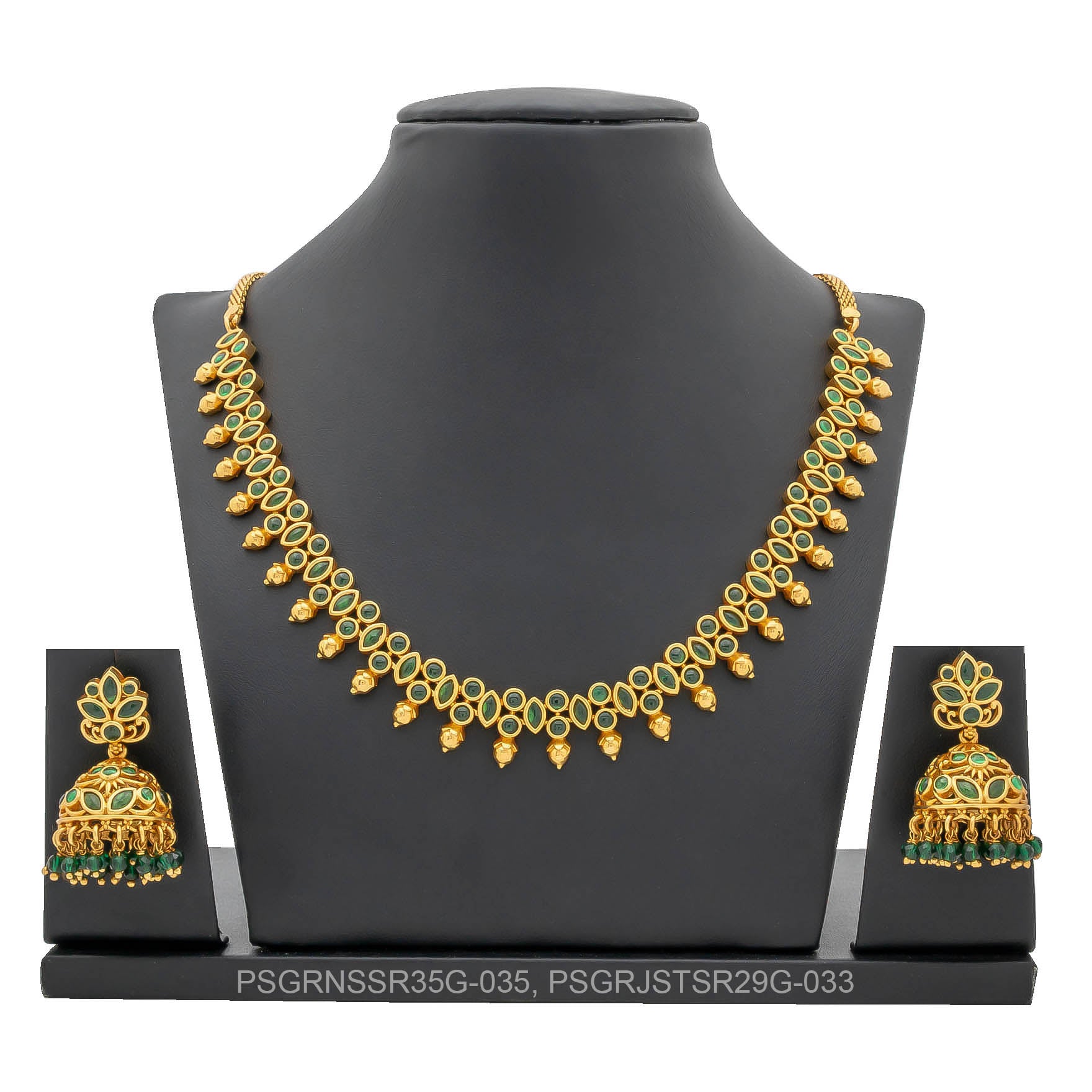 SRESHTA COLLECTION GERU NECKLACE WITH EARRING PSGRNSSR35G-035, PSGRJSTSR29G-033