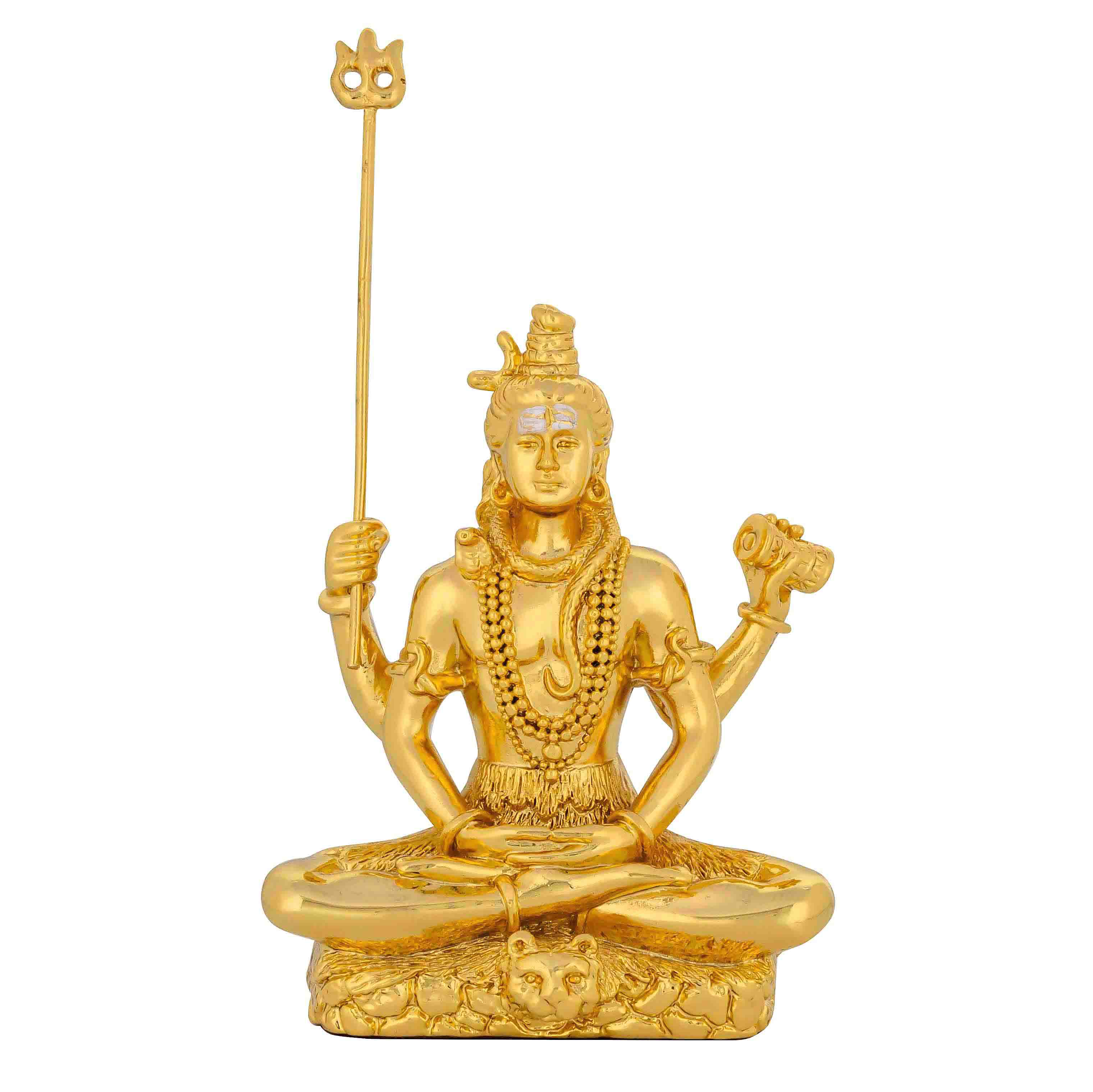 Lord Shiva Idol – Gold Layered Figurine – Mahadev Murti (Hindu Spiritual Statue) – Pooja & Meditation Décor | PIDRGS13-052