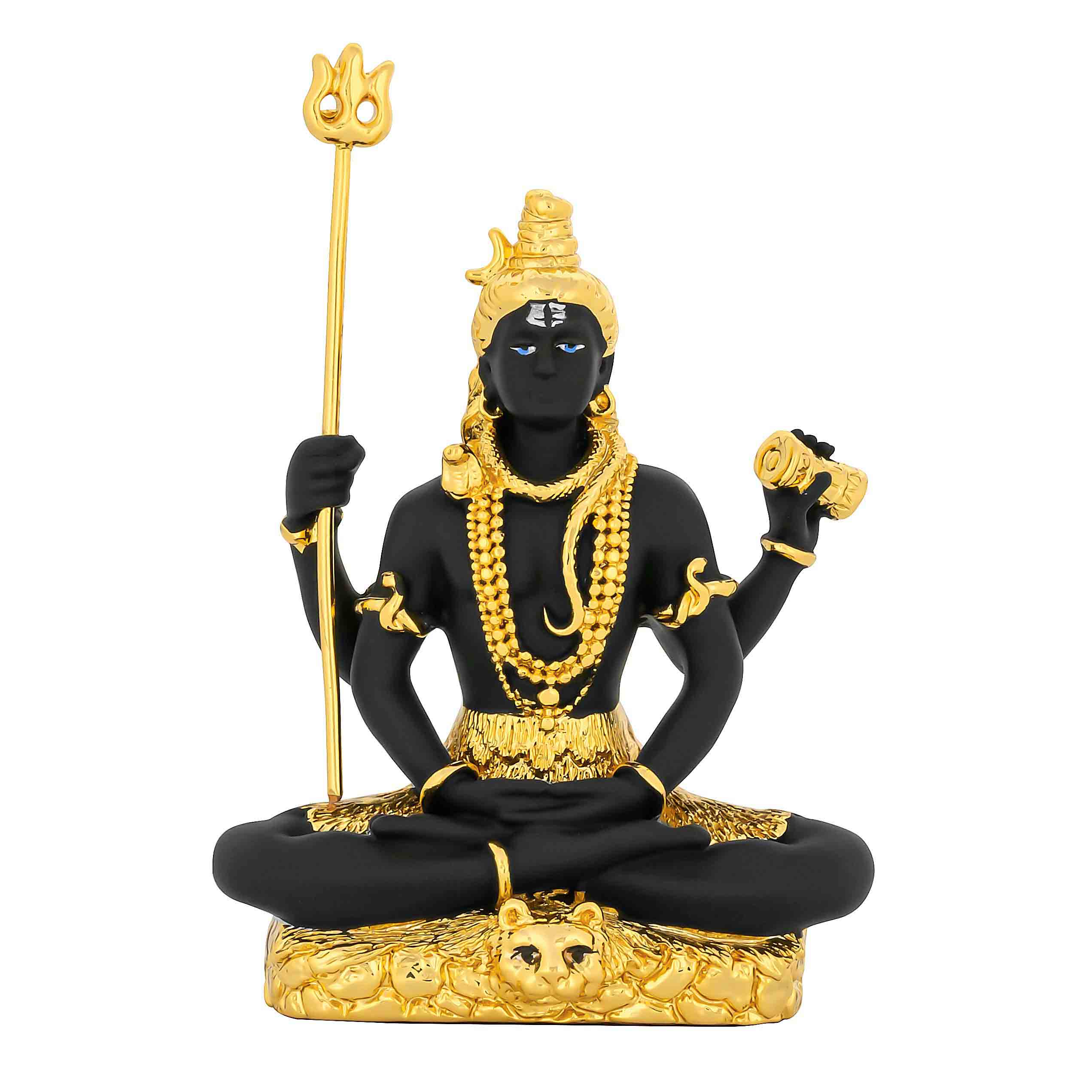 Lord Shiva Idol – Gold Layered Figurine – Mahadev Murti (Hindu Spiritual Statue) – Pooja & Meditation Décor | PIDRBS13-052