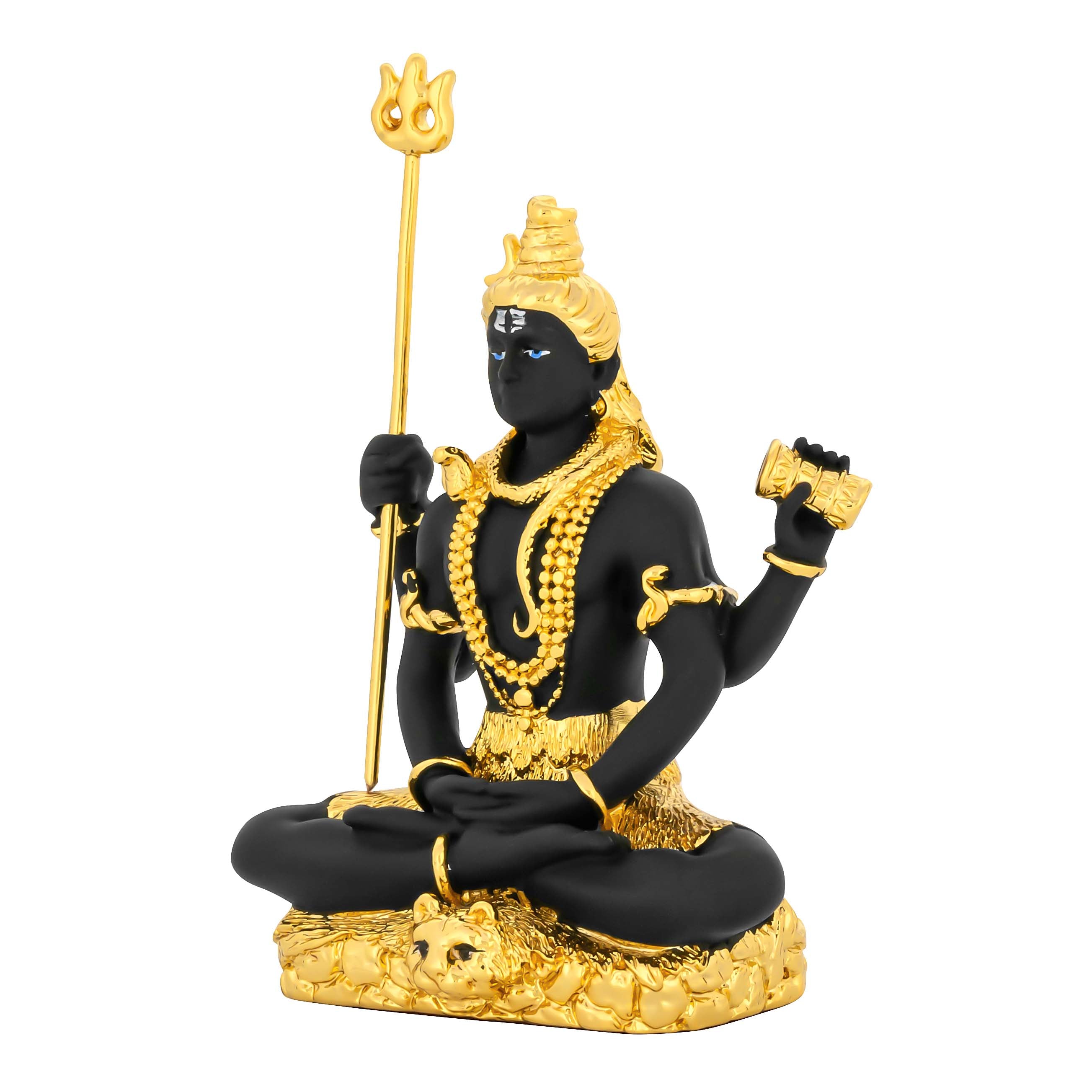Lord Shiva Idol – Gold Layered Figurine – Mahadev Murti (Hindu Spiritual Statue) – Pooja & Meditation Décor | PIDRBS13-052