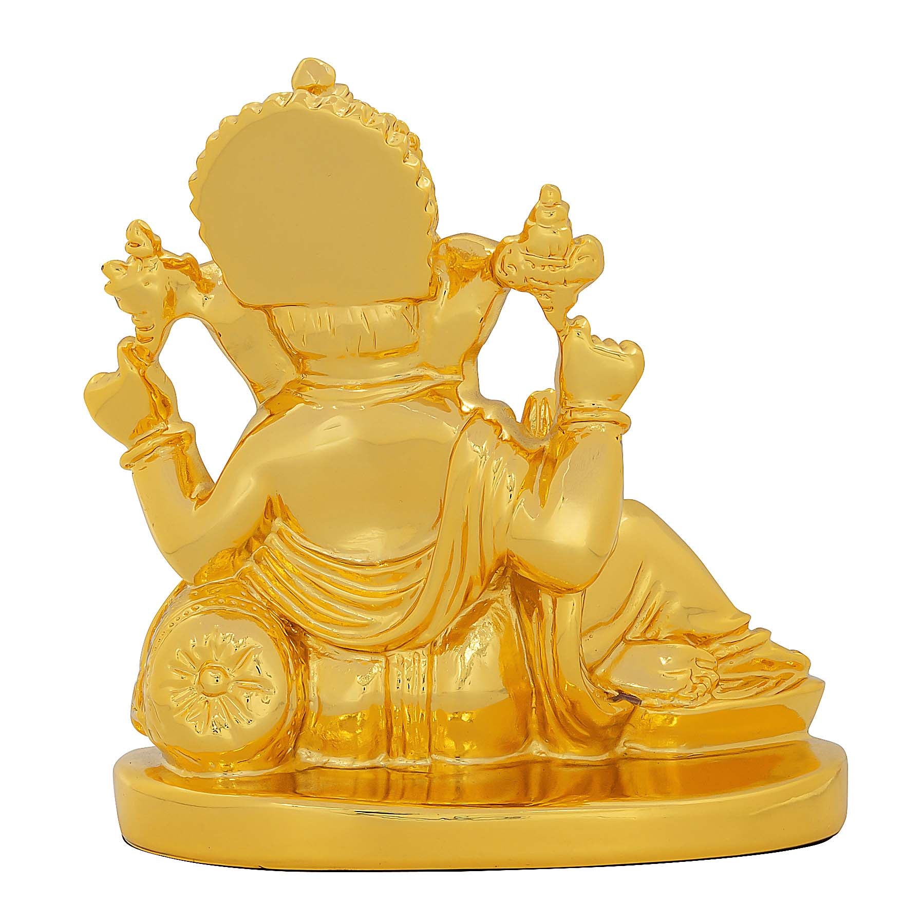 Lord Ganesha Idol – Gold Layered Reclining Ganapati Figurine – Hindu Spiritual Statue – Pooja & Home Décor | PIDRGG54-008