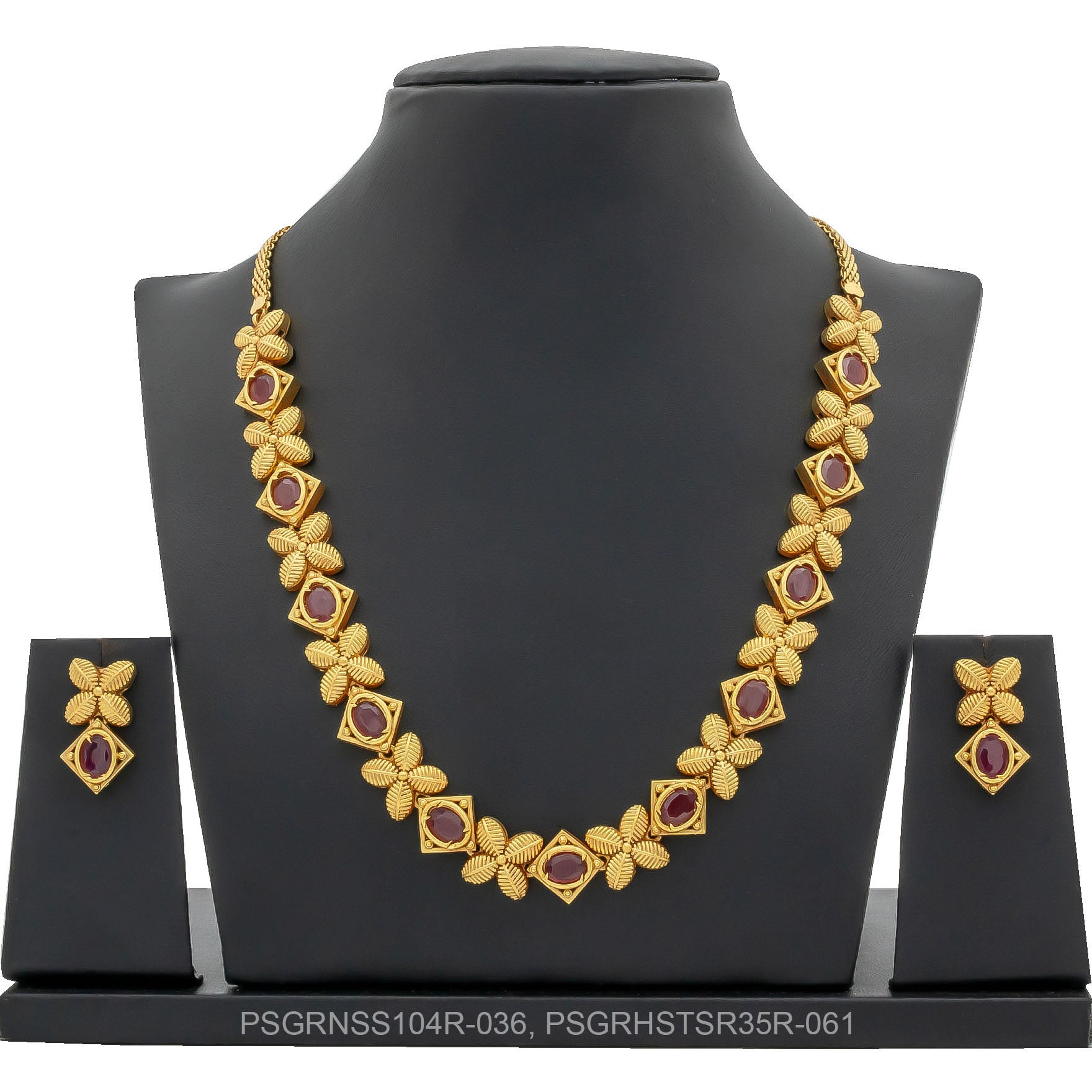SRESHTA COLLECTION GERU NECKLACE WITH EARRING PSGRNSS104R-036, PSGRHSTSR35R-061