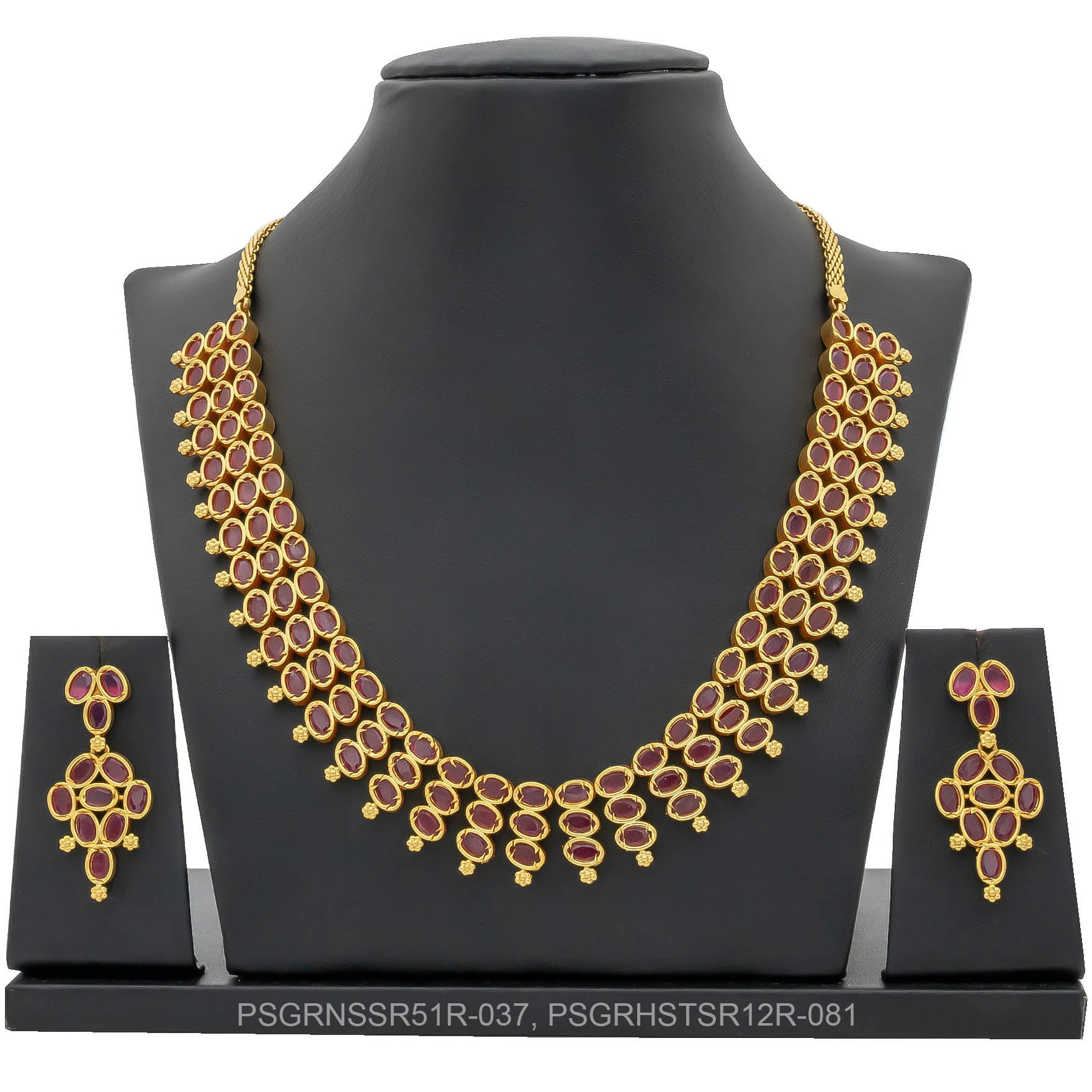 SRESHTA COLLECTION GERU NECKLACE WITH EARRING PSGRNSSR51R-037, PSGRHSTSR12R-081