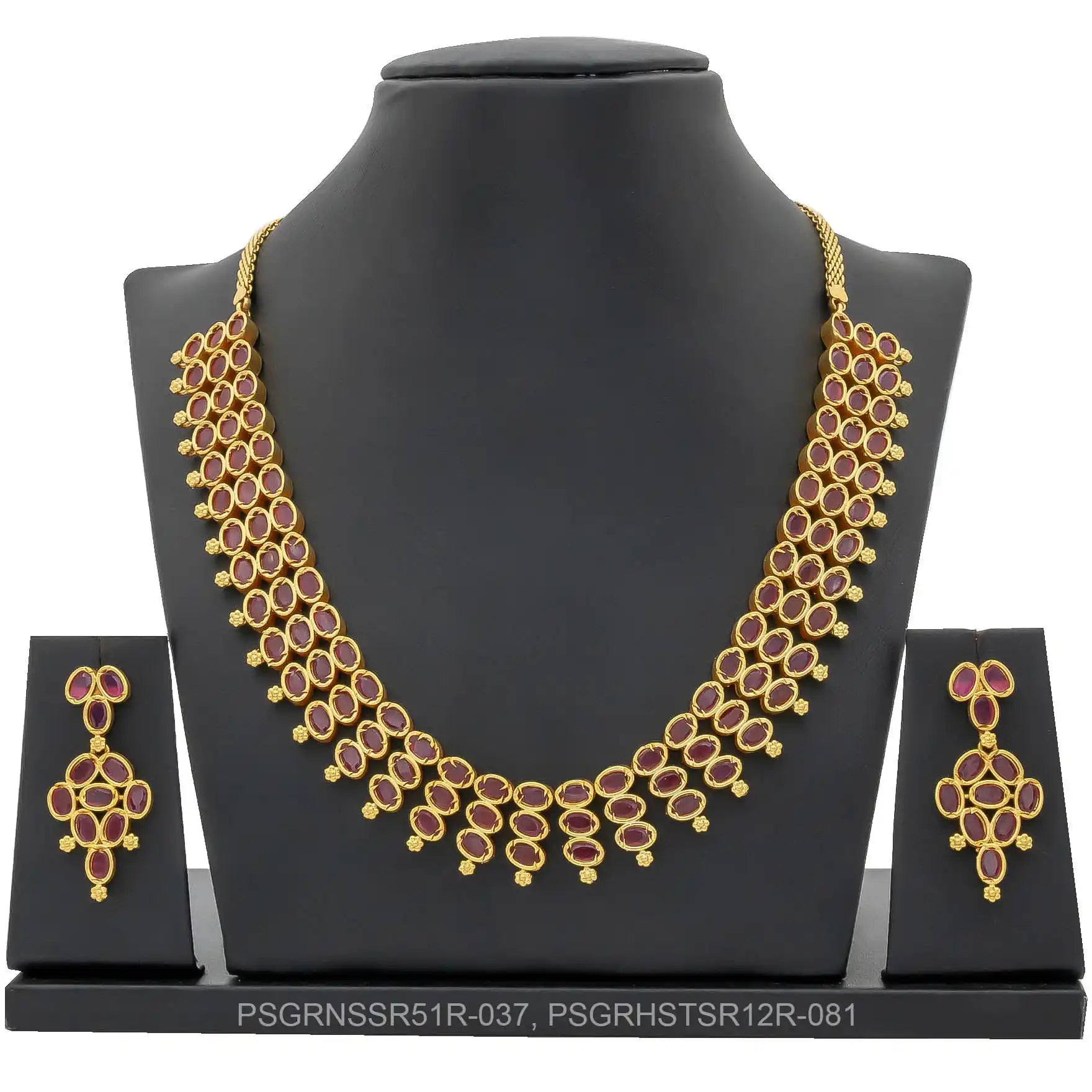 SRESHTA COLLECTION GERU NECKLACE WITH EARRING PSGRNSSR51R-037, PSGRHSTSR12R-081