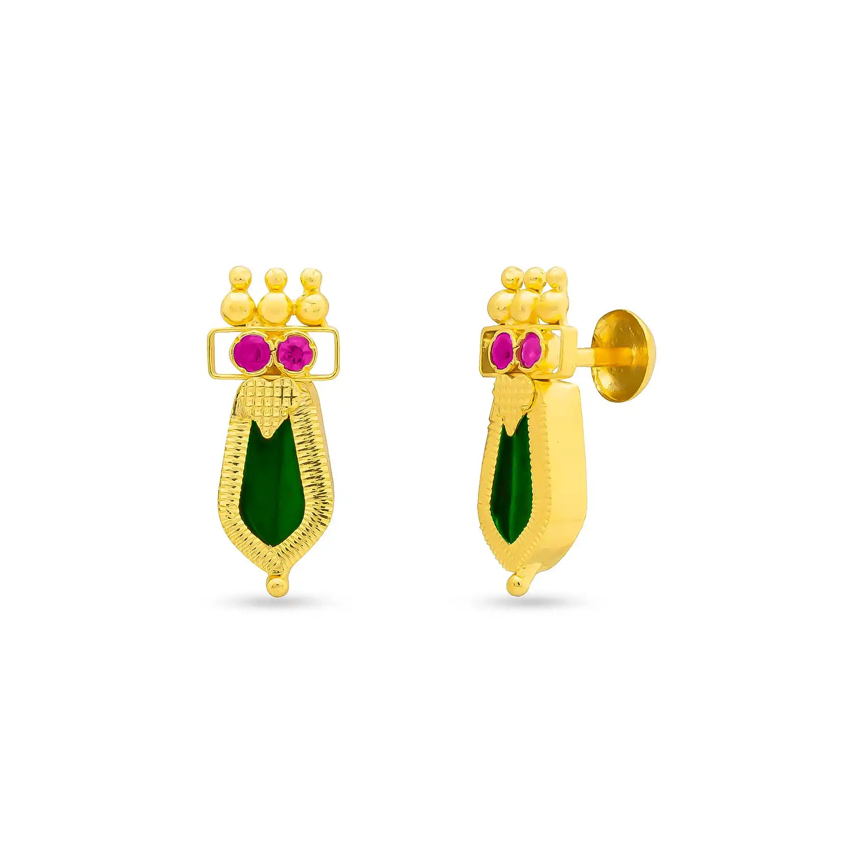 Palakka Green Stone Stud PSPKSTNG17-041