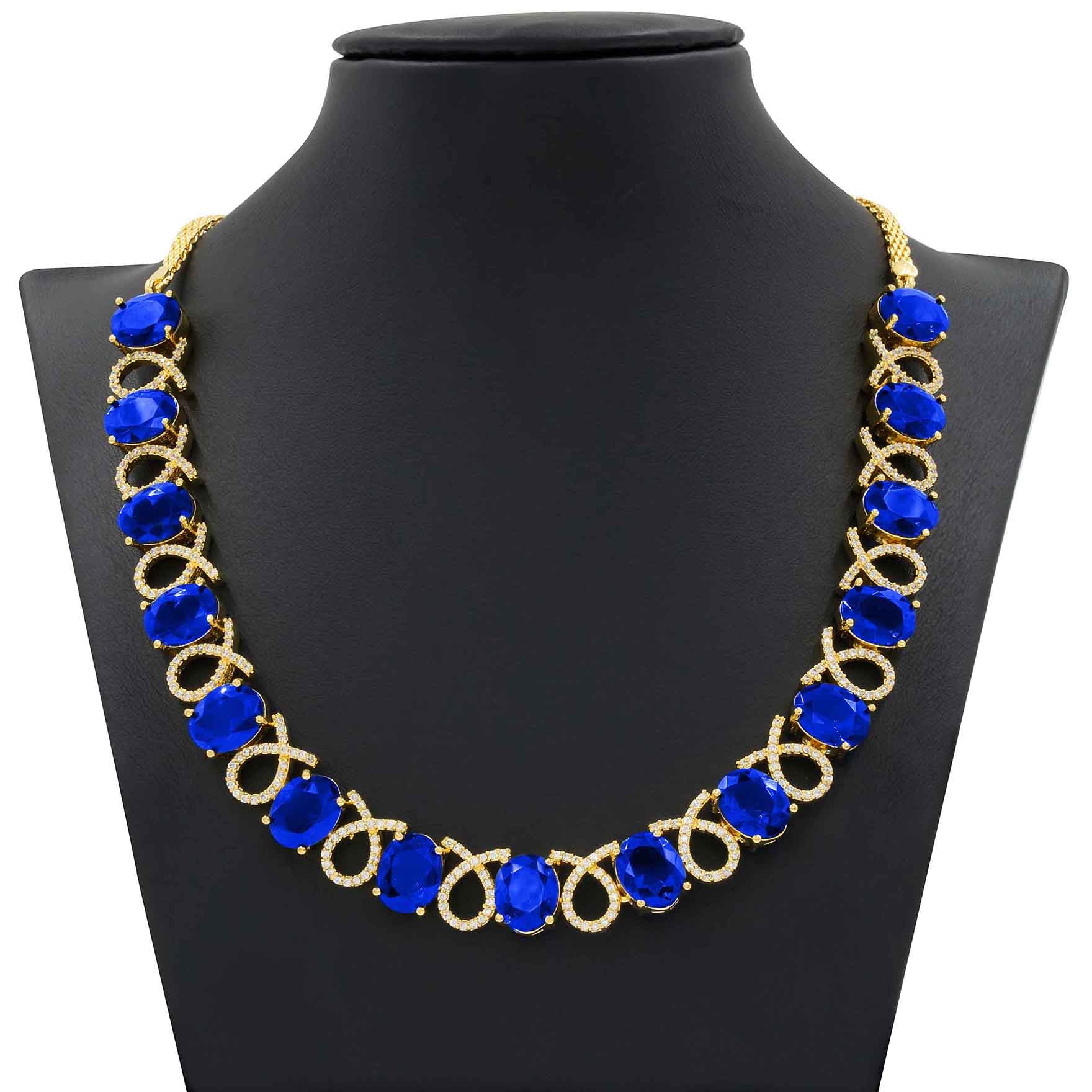 Premium Stone Necklace with Stud PMSNS7WBL-008, PMSHSTWBL-081